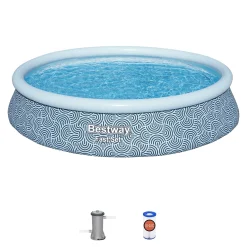 Flat River Group Bestway Fast Set Inflatable Pool - Abstract Blue, 13' x 33"* Swimming Pools & Water Toys