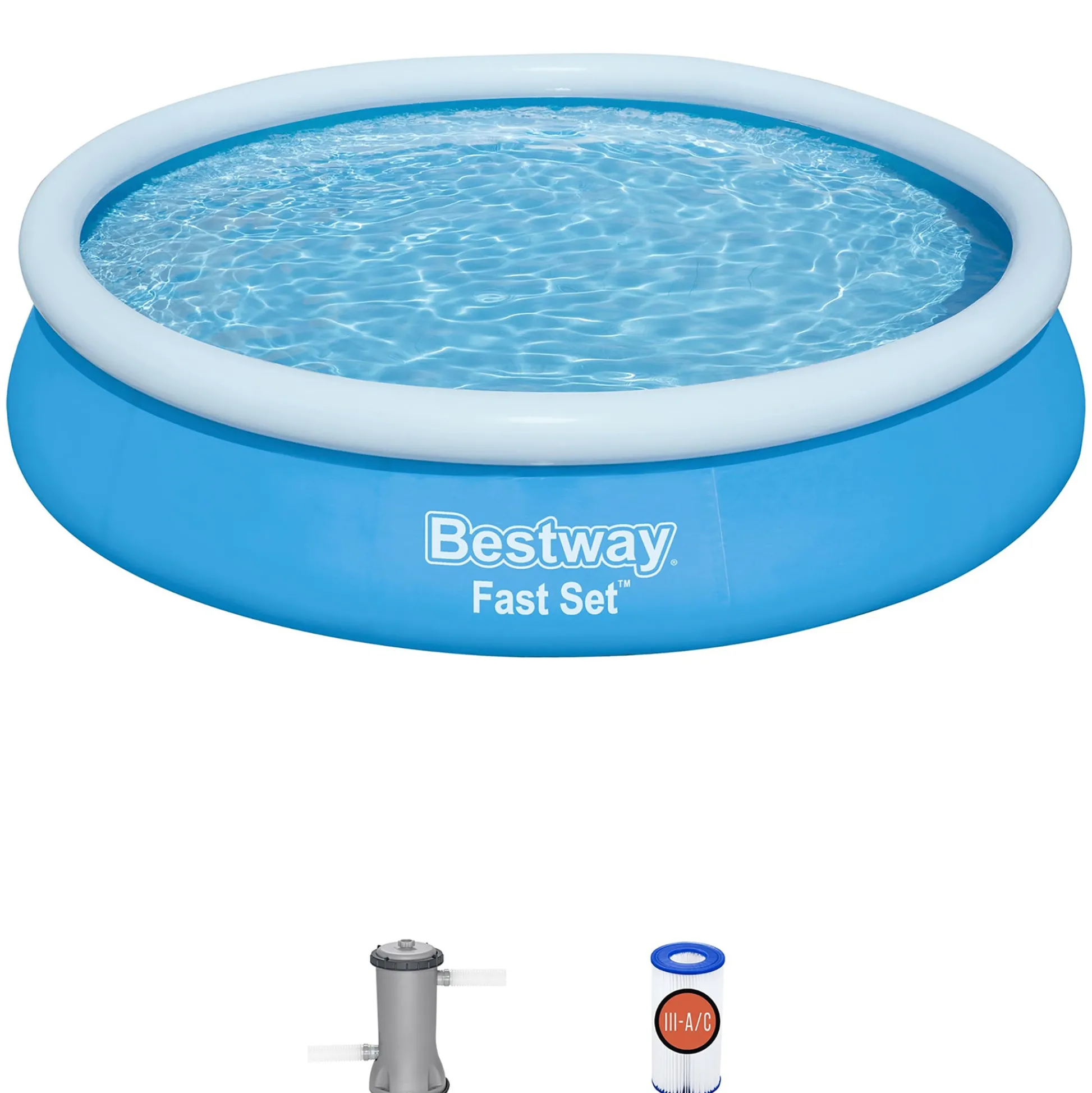 Flat River Group Bestway Fast Set Inflatable Pool - 12' x 30" Family Fun Blue Edition* Swimming Pools & Water Toys
