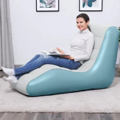 Flat River Group Bestway Leisure Luxe Chaise Lounger Inflatable Air Recliner - Blue & Grey* Swimming Pools & Water Toys