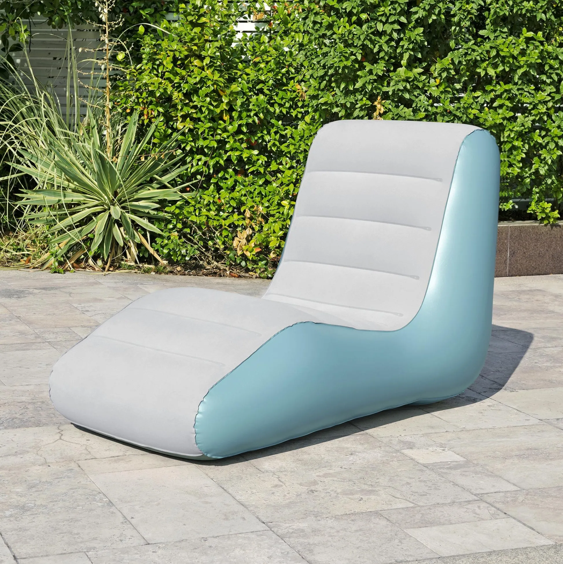 Flat River Group Bestway Leisure Luxe Chaise Lounger Inflatable Air Recliner - Blue & Grey* Swimming Pools & Water Toys