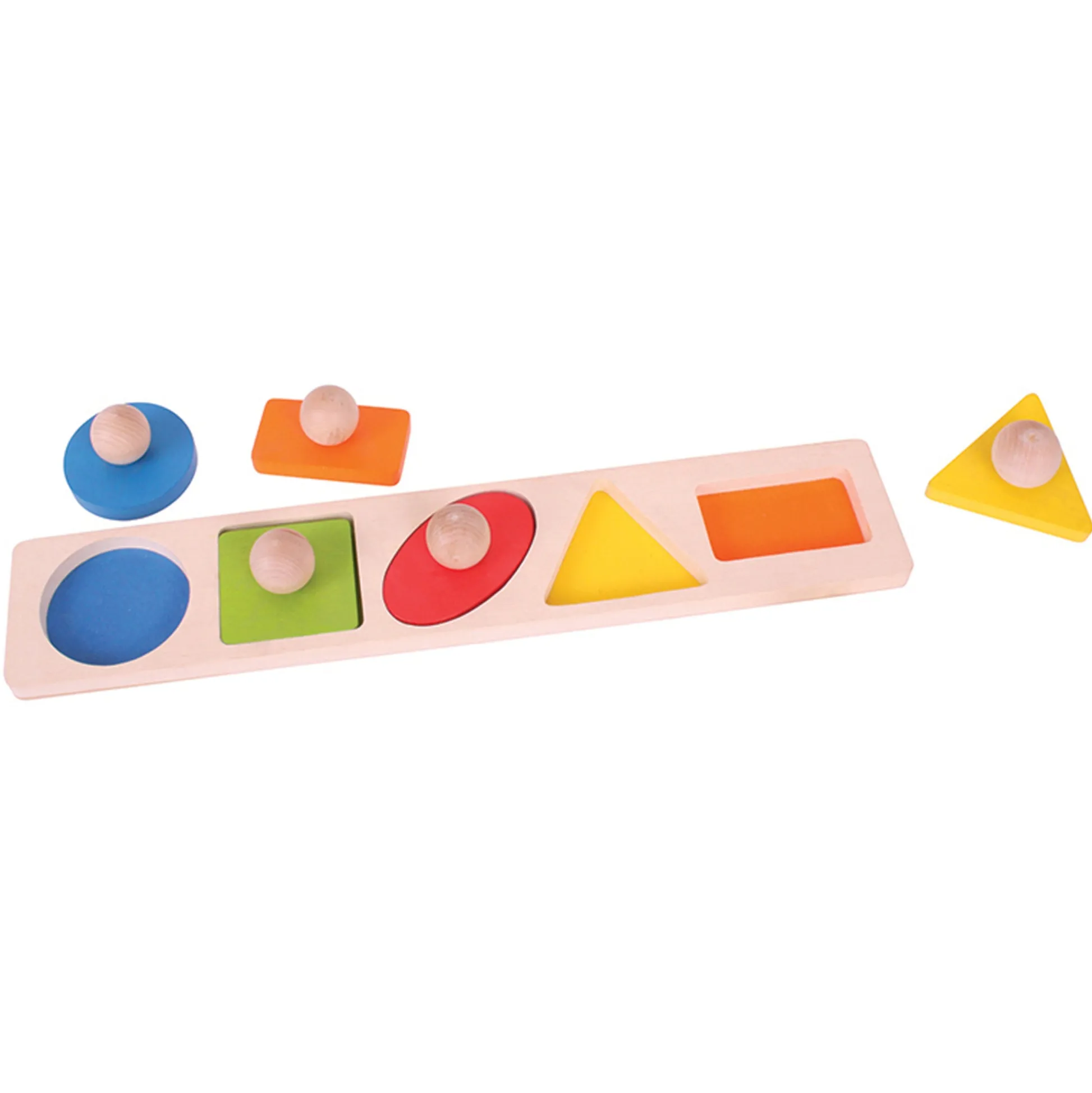 Educators Resource Bigjigs Toys 5-Piece Wooden Peg Shape Matching Puzzle* Puzzles