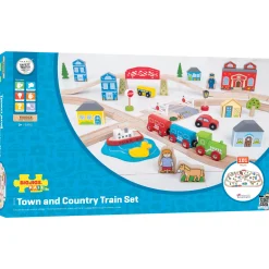Educators Resource Bigjigs Toys Rail Town & Country 87-Piece Wooden Train Set* Wood & Jumbo Blocks
