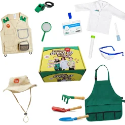 Educators Resource Bintiva 3-in-1 Dress Up Trunk Set - Scientist, Explorer, Gardener* Dress Up & Accessories|Social & Emotional Skills