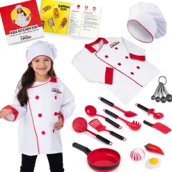 Educators Resource Bintiva 11-Piece Deluxe Chef Role Play Dress-Up Set - Red Accents* Dress Up & Accessories|Dress Up