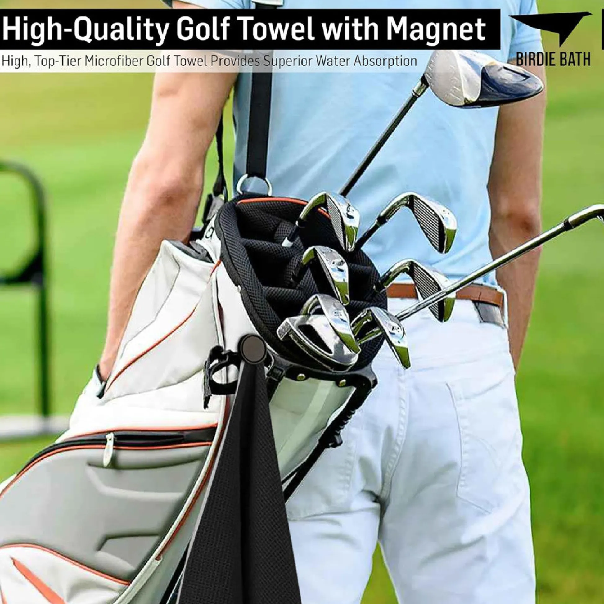Flat River Group Birdie Golf: Birdie Bath - Black Magnetic Golf Towel with Premium Microfiber* Toy Sports