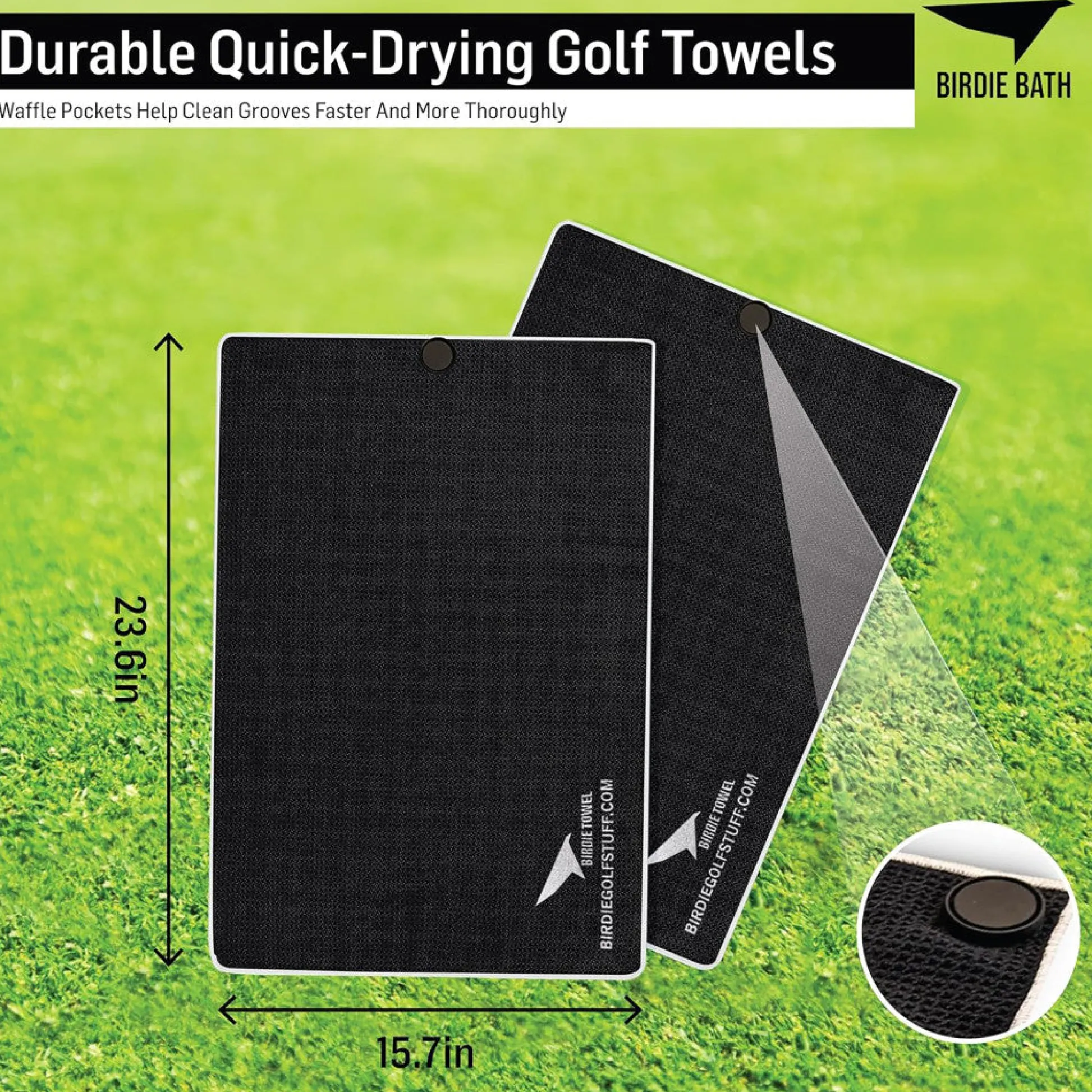 Flat River Group Birdie Golf: Birdie Bath - Black Magnetic Golf Towel with Premium Microfiber* Toy Sports