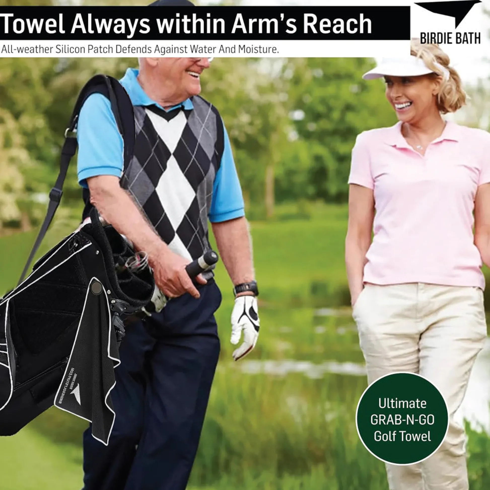 Flat River Group Birdie Golf: Birdie Bath - Black Magnetic Golf Towel with Premium Microfiber* Toy Sports