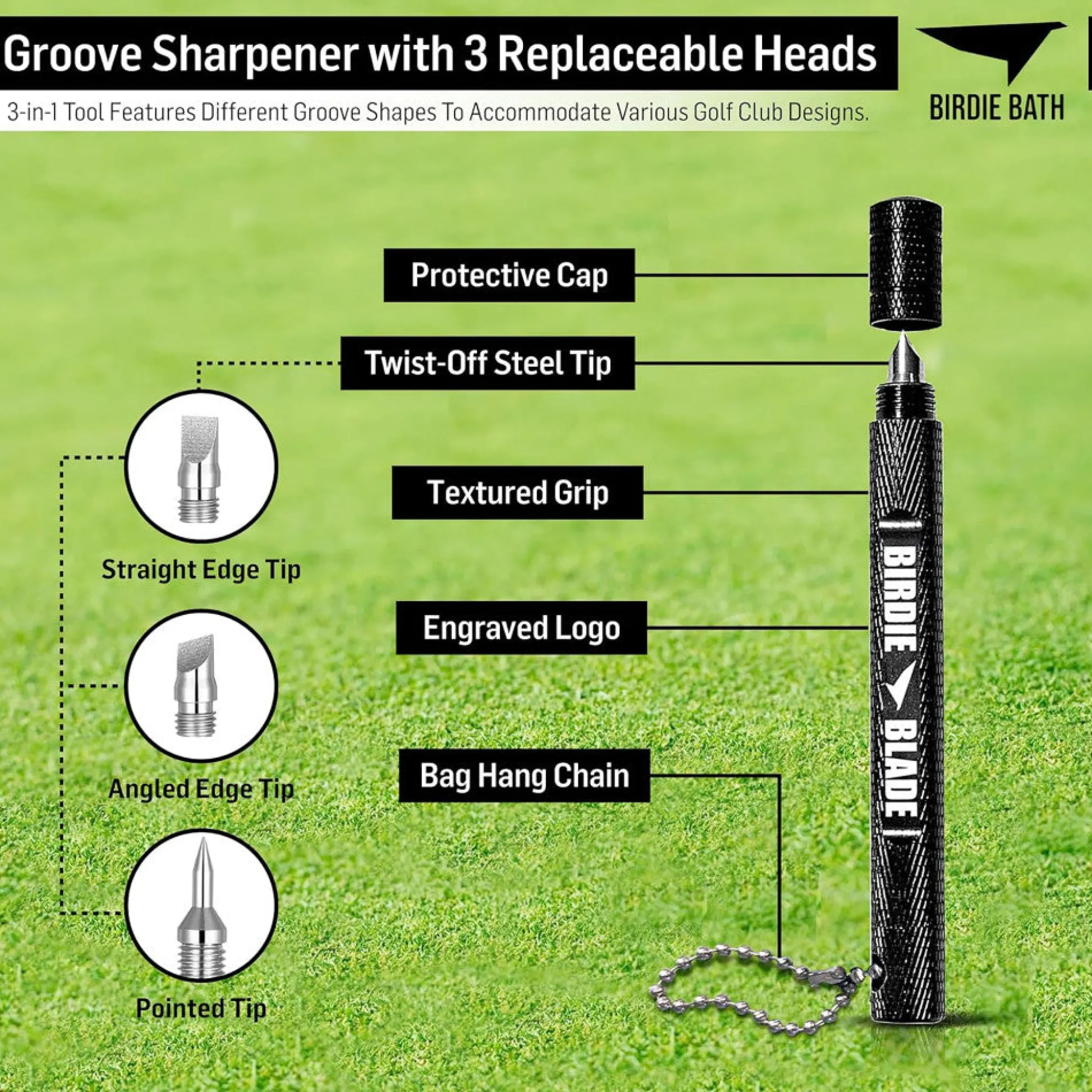 Flat River Group Birdie Golf: Birdie Blade - 3-In-1 Golf Club Groove Sharpener Tool* Toy Sports