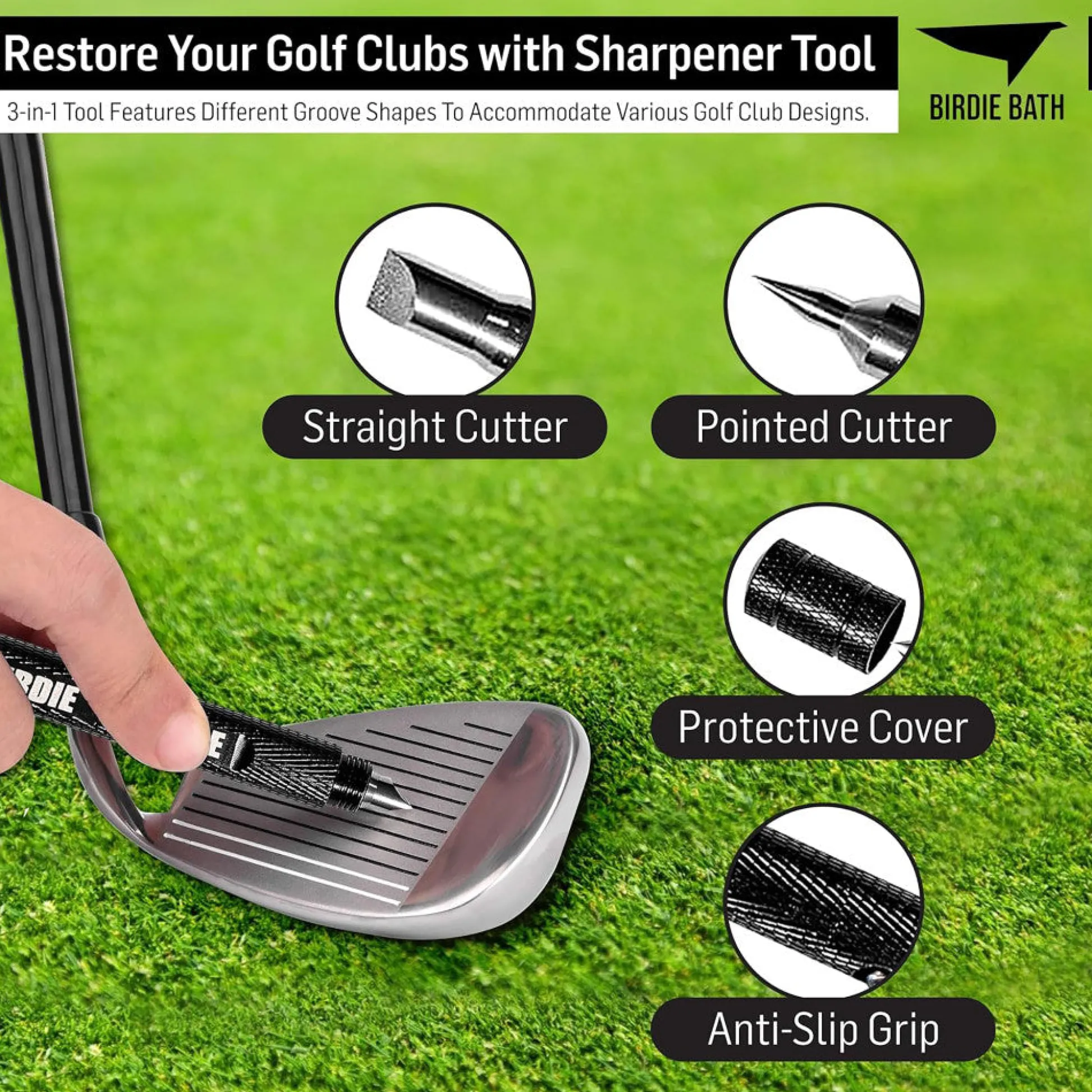 Flat River Group Birdie Golf: Birdie Blade - 3-In-1 Golf Club Groove Sharpener Tool* Toy Sports