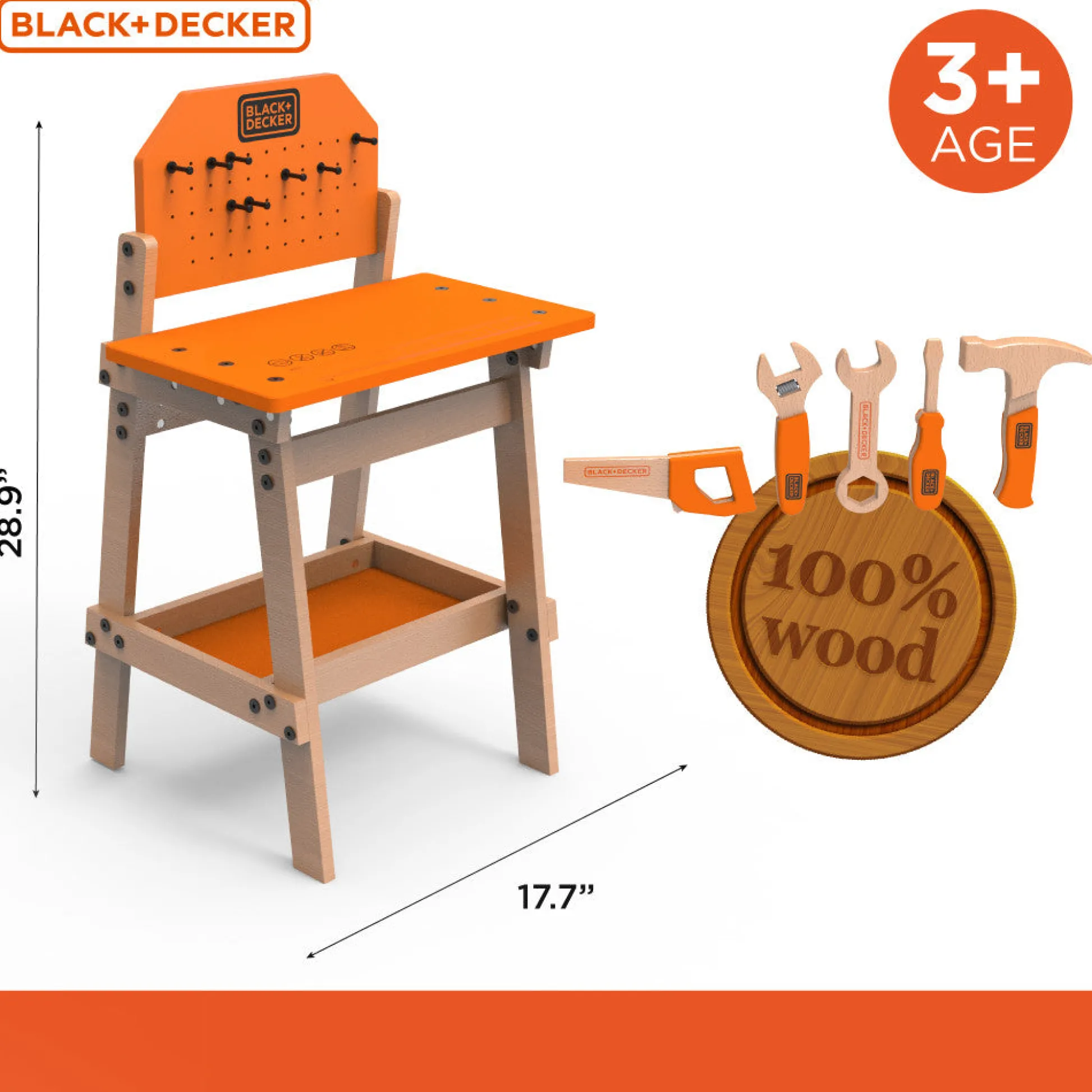 Flat River Group Black & Decker 6-Piece Kids Workbench & Wooden Tool Set - Pretend Play* Tools & Workshops|Dress Up