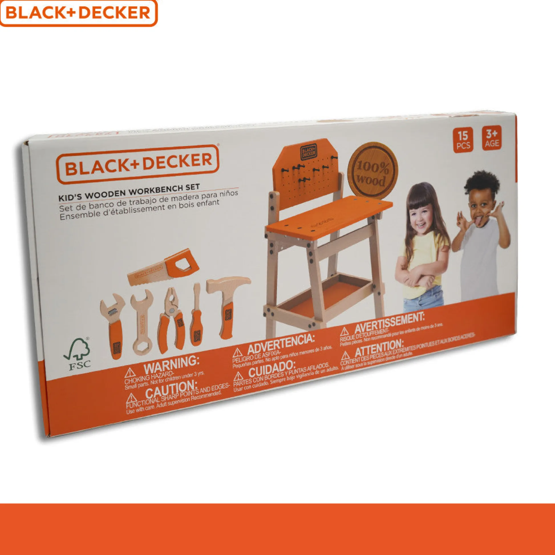 Flat River Group Black & Decker 6-Piece Kids Workbench & Wooden Tool Set - Pretend Play* Tools & Workshops|Dress Up