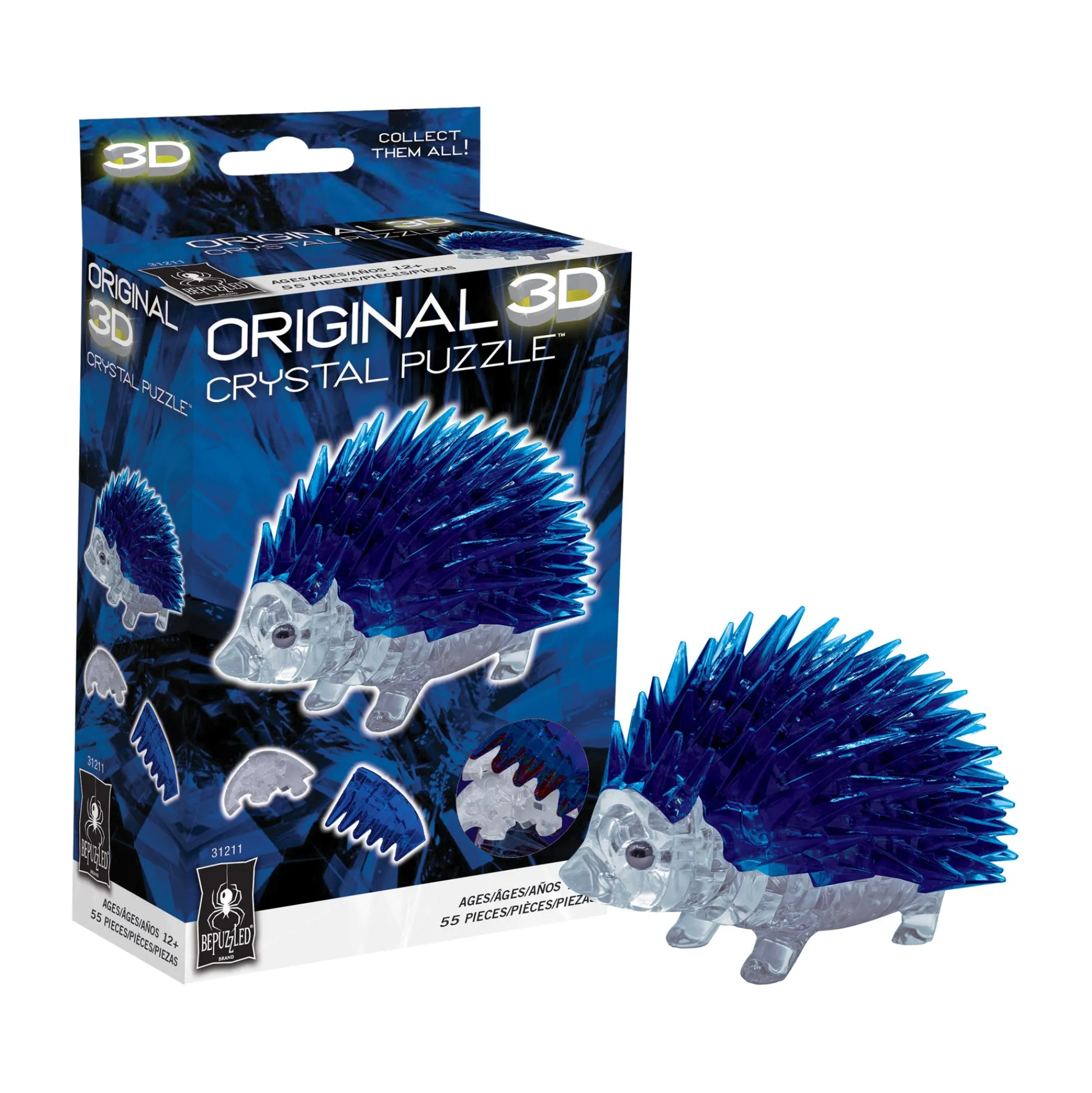 AreYouGame Blue Hedgehog 3D Crystal Puzzle - 55 Interlocking Pieces* Puzzles