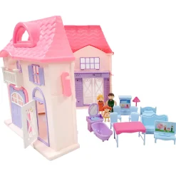 Flat River Group Boley Doll House Playset - Pink & Purple - 16pc with 3 Family Dolls for Kids 3+* Doll Houses, Furniture & Accessories|Stuffed Animals & Plush Toys