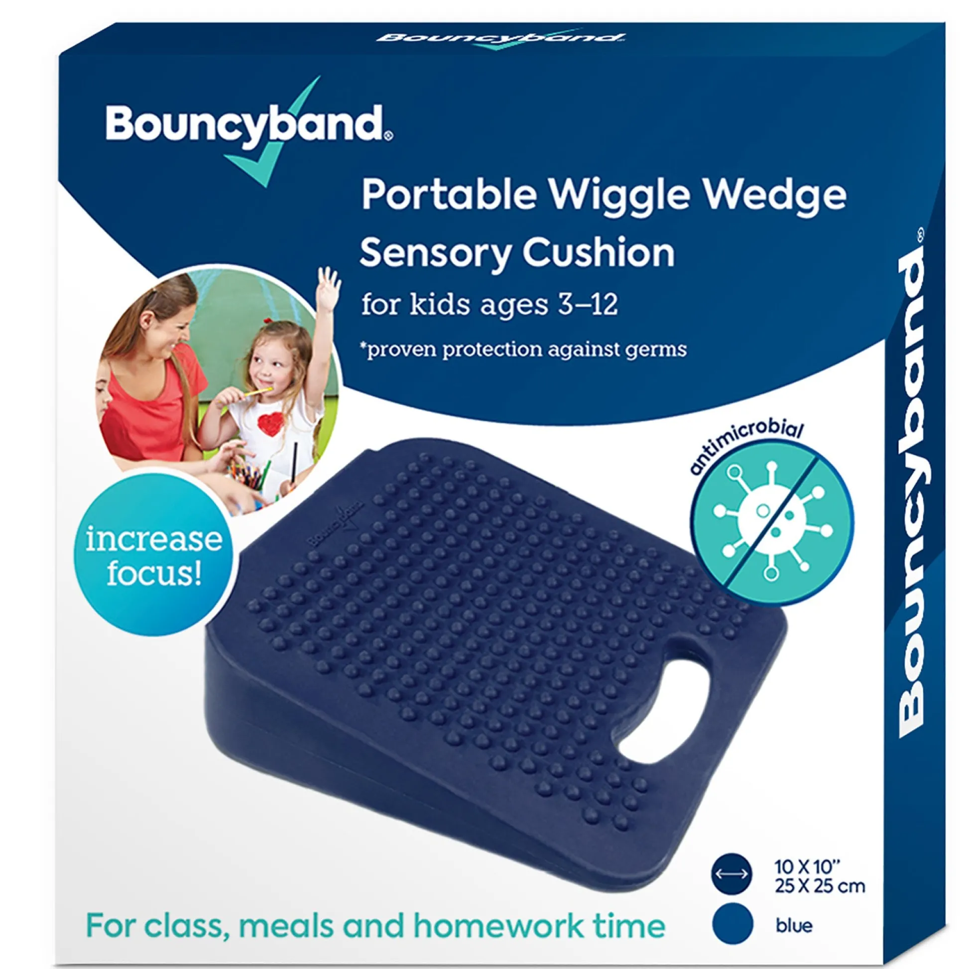 Educators Resource Bouncyband Antimicrobial Wiggle Wedge Sensory Cushion, 10" Square* Sensory & Fidget Toys