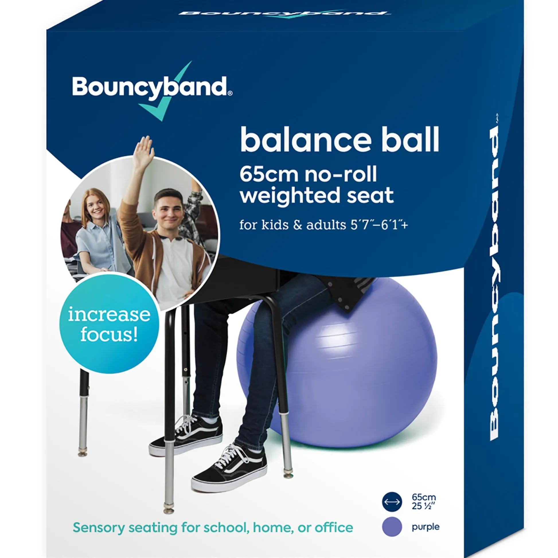 Educators Resource Bouncyband® Balance Ball, 65cm, Vibrant Purple - Stay Active & Focused* Activities & Games