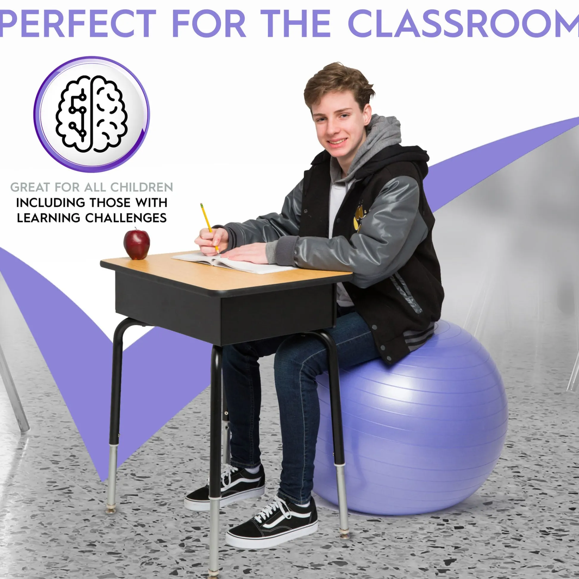 Educators Resource Bouncyband® Balance Ball, 65cm, Vibrant Purple - Stay Active & Focused* Activities & Games