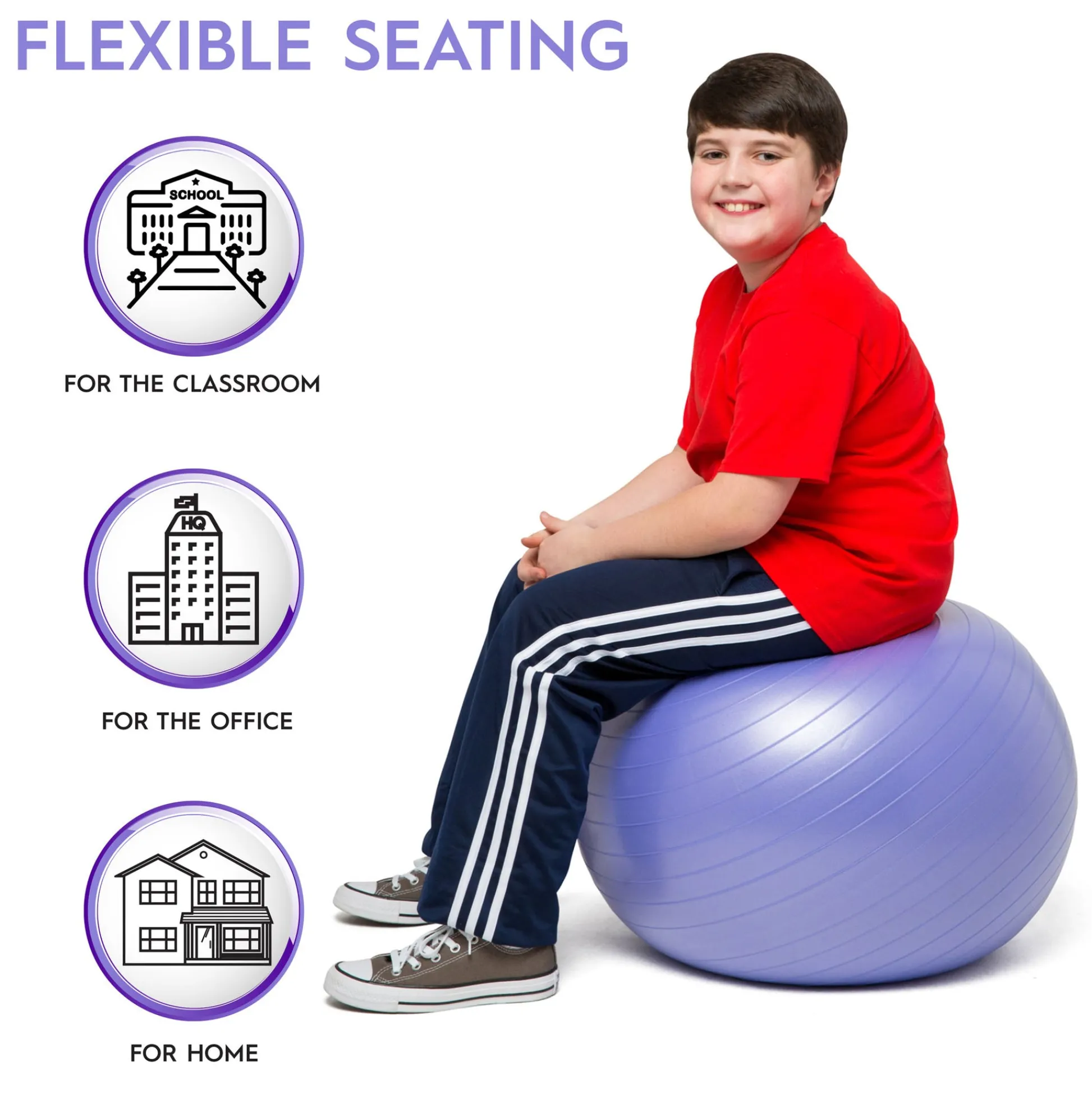 Educators Resource Bouncyband® Balance Ball, 55cm, Purple - Focus & Fitness Enhancer* Activities & Games