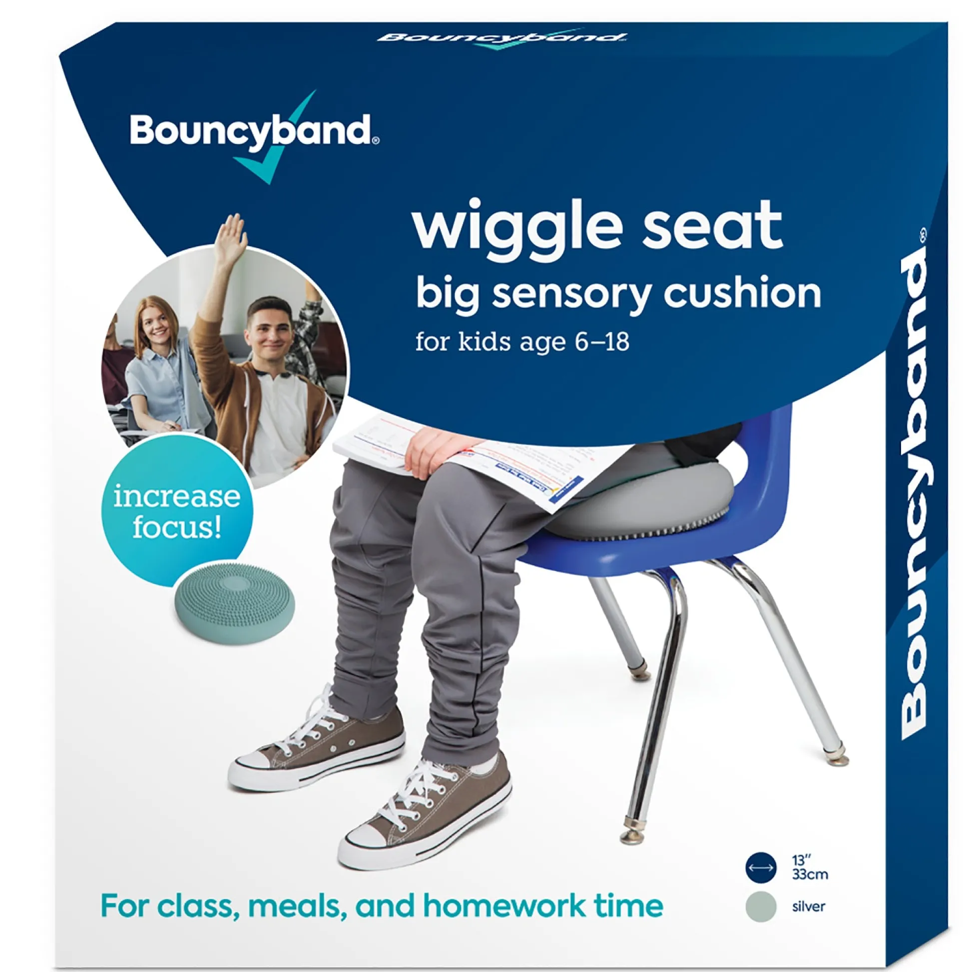 Educators Resource Bouncyband Big Wiggle Seat Sensory Cushion, Silver - Active Sitting for Kids* Sensory & Fidget Toys