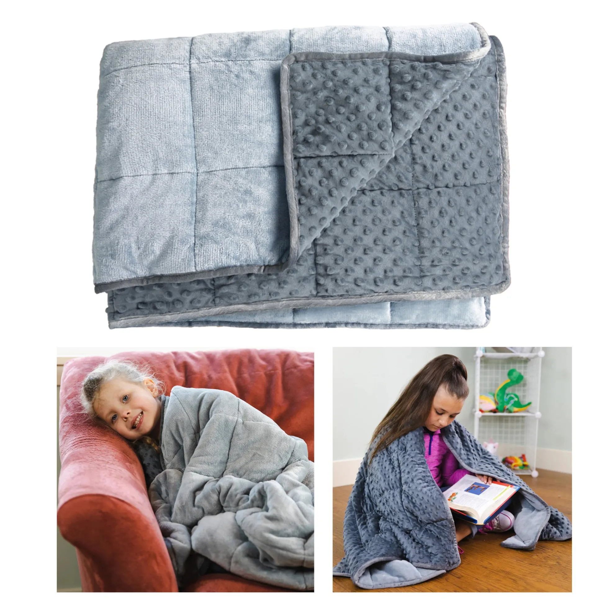 Educators Resource Bouncyband Kids' Sensory Weighted Fleece Blanket – 10lb, Dual-Texture* Sensory & Fidget Toys|Social & Emotional Skills