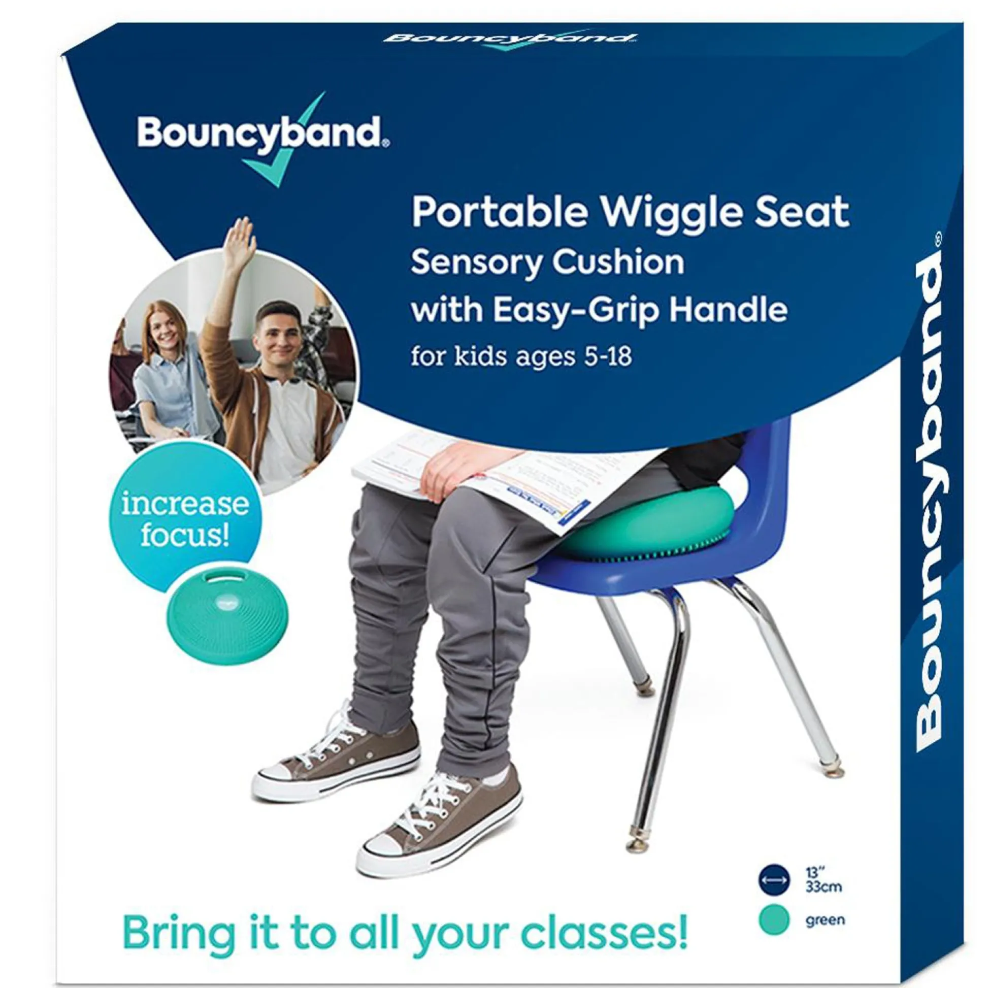Educators Resource Bouncyband Portable Wiggle Seat Sensory Cushion, Energizing Green* Sensory & Fidget Toys