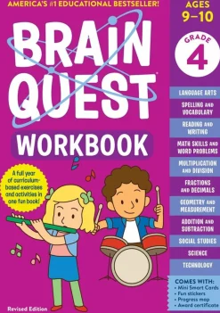 Readerlink Distribution Services Brain Quest Grade 4 Workbook with Mini Smart Card Deck*Kids Reading, Writing & Speech|Kids Books