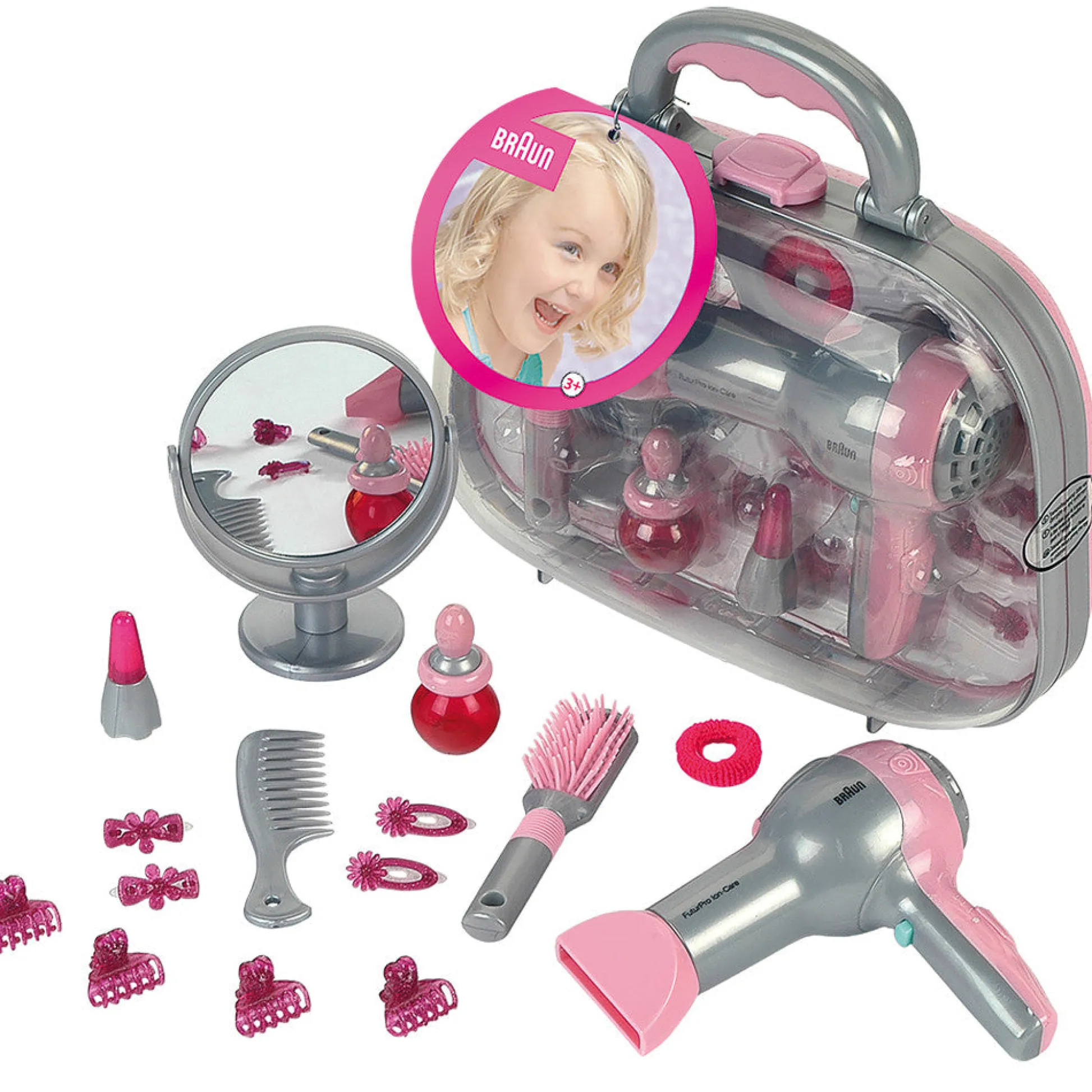 Flat River Group Braun 15-Piece Mega Hairstyling Case - Toy Beauty Set* Dress Up & Accessories|Dress Up