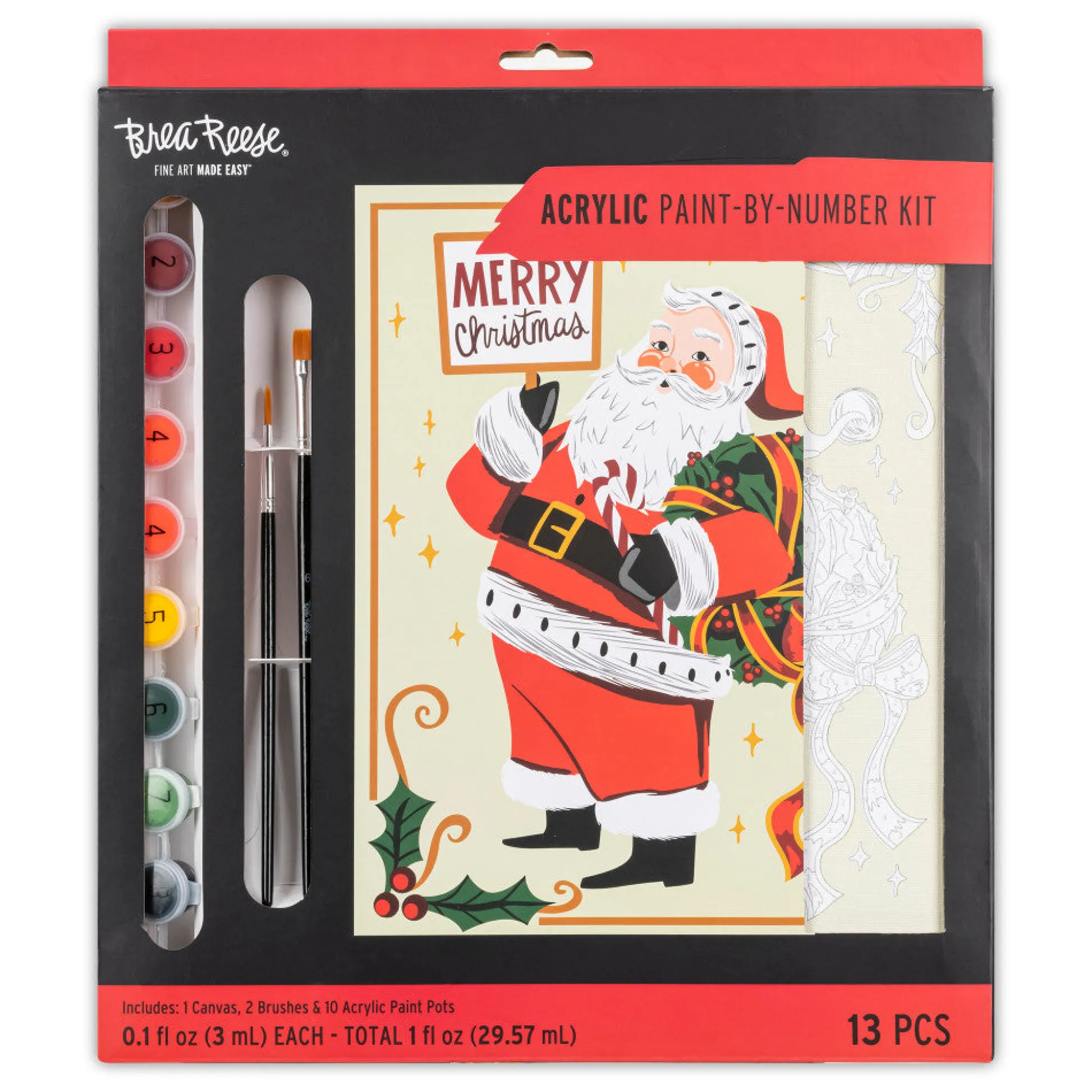 Flat River Group Brea Reese Holiday Santa Acrylic Paint-By-Number Kit* Drawing, Color & Painting