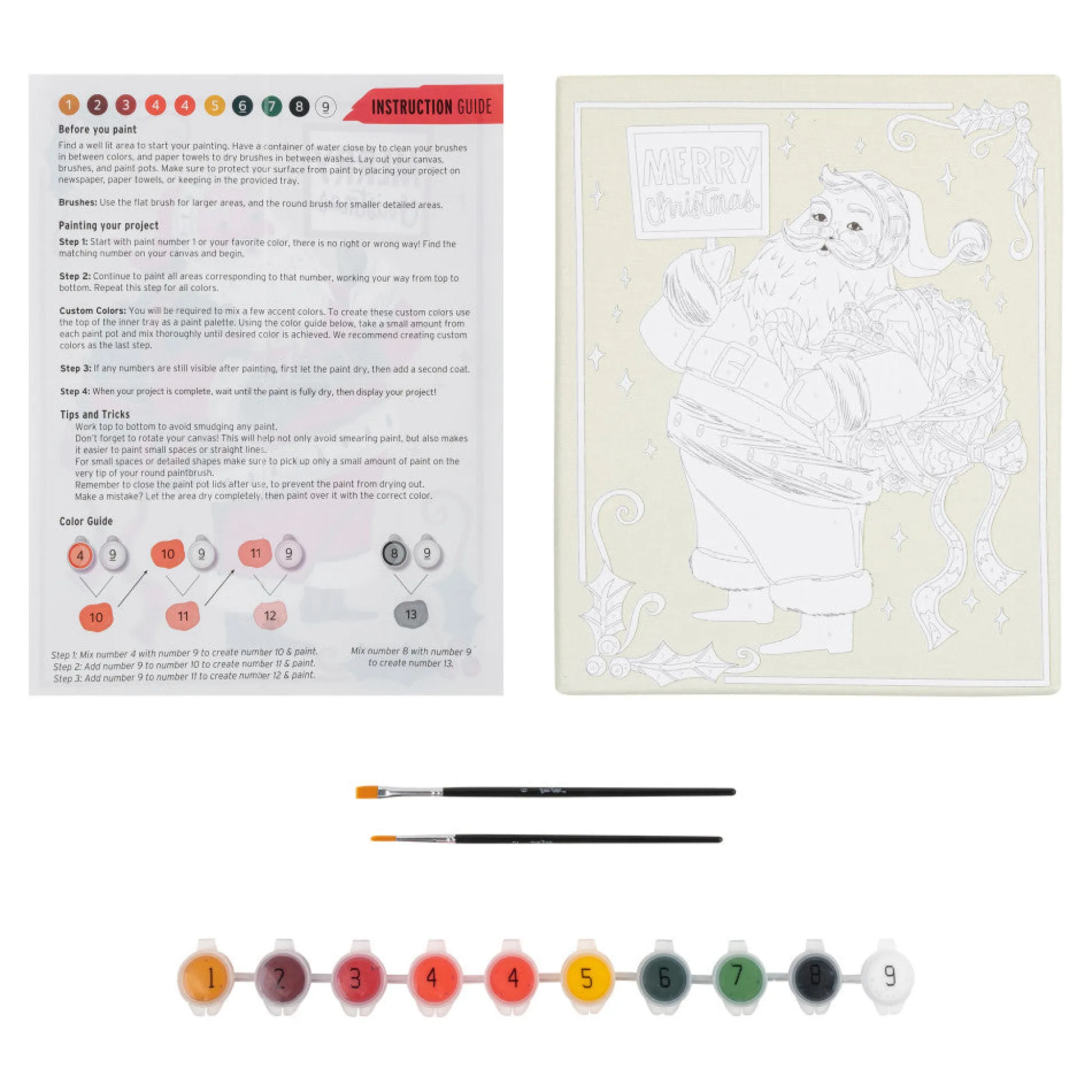 Flat River Group Brea Reese Holiday Santa Acrylic Paint-By-Number Kit* Drawing, Color & Painting