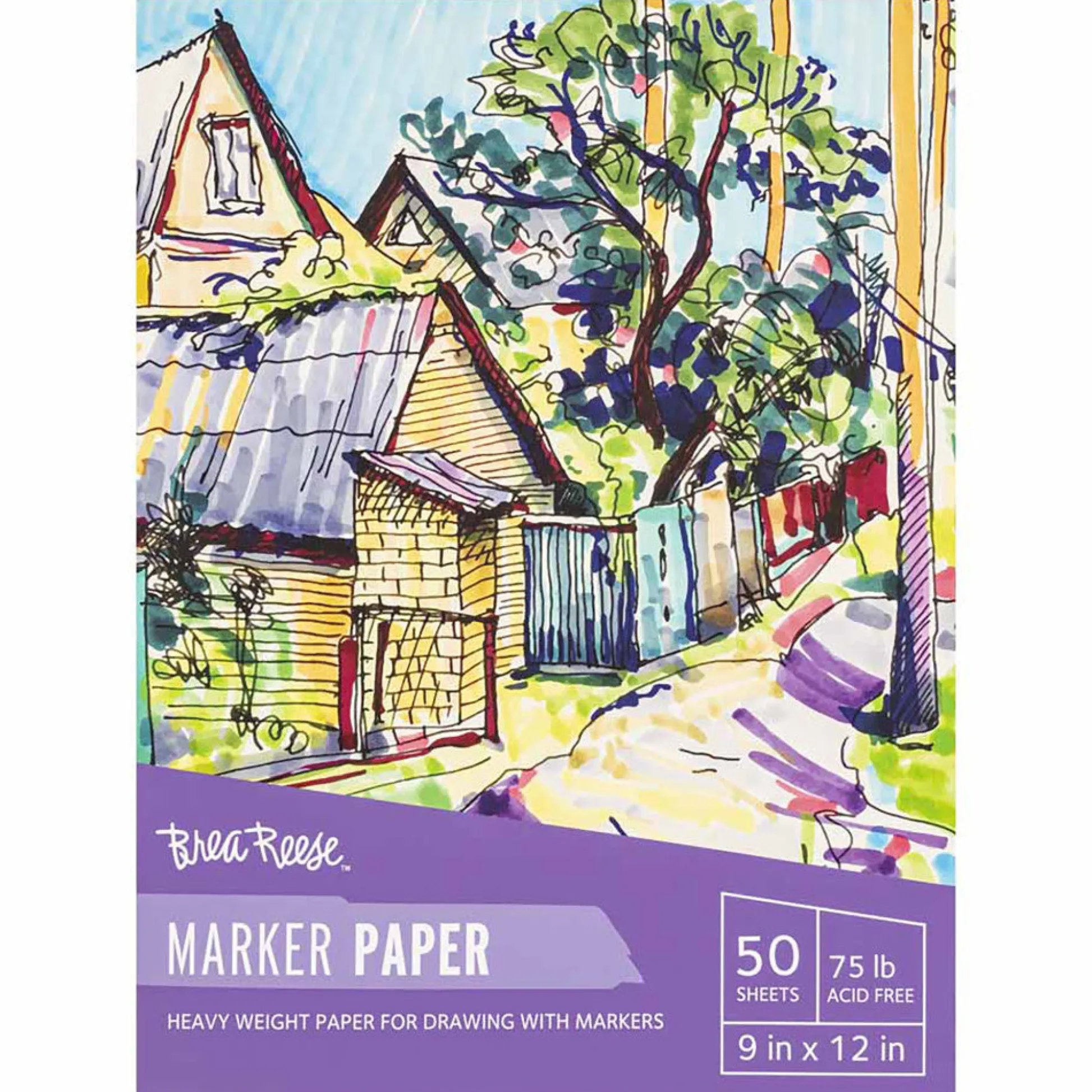 Flat River Group Brea Reese Marker Paper Pad - 50 Sheets 9x12" - 75lb Acid-Free* Drawing, Color & Painting