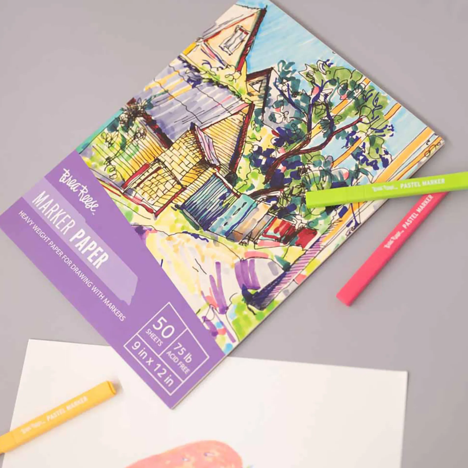 Flat River Group Brea Reese Marker Paper Pad - 50 Sheets 9x12" - 75lb Acid-Free* Drawing, Color & Painting