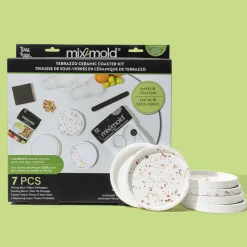 Flat River Group Brea Reese Mix2Mold Pastel Terrazzo DIY Ceramic Coaster Kit - Creates 6 Coasters* Crafts & Activities