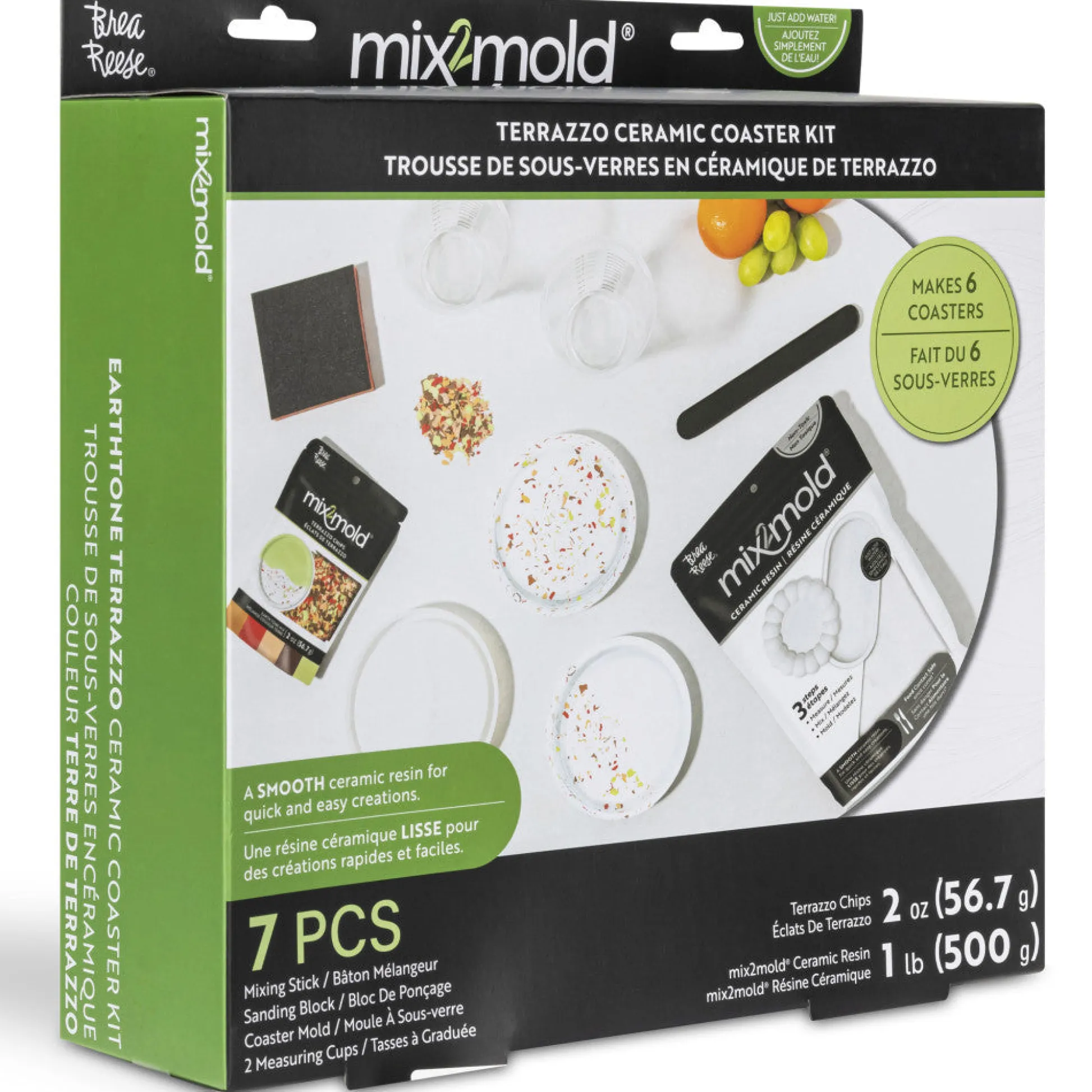 Flat River Group Brea Reese Mix2Mold Pastel Terrazzo DIY Ceramic Coaster Kit - Creates 6 Coasters* Crafts & Activities