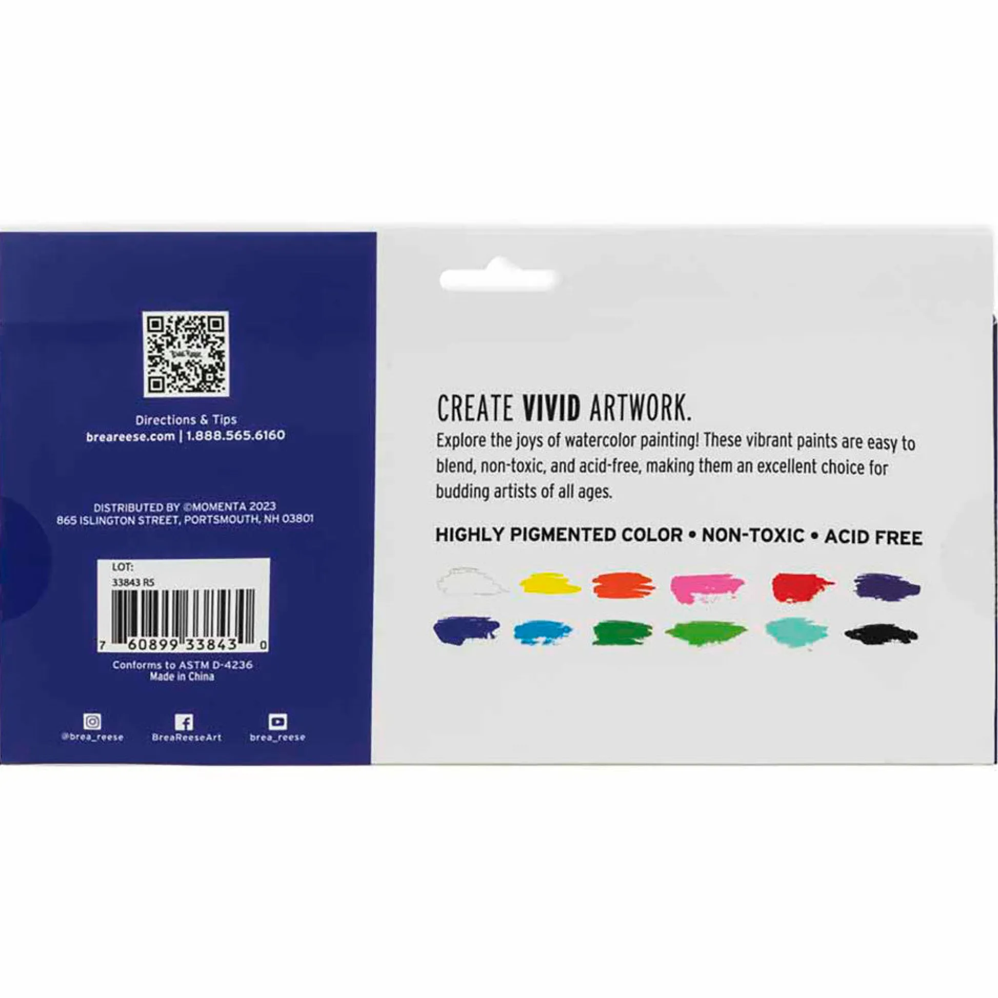 Flat River Group Brea Reese Professional Watercolor Brights Set - 12 Vibrant Color Tubes* Drawing, Color & Painting