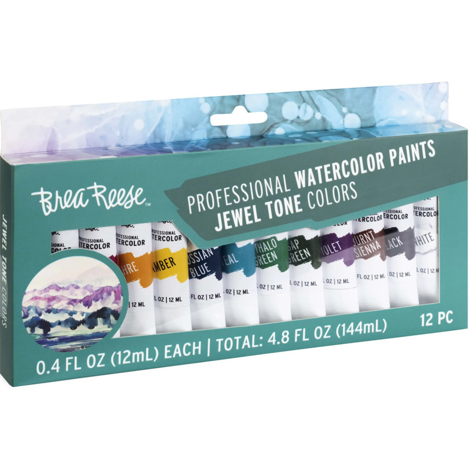 Flat River Group Brea Reese Professional Watercolor Set - Jewel Tones, 12 Vibrant Tubes* Drawing, Color & Painting