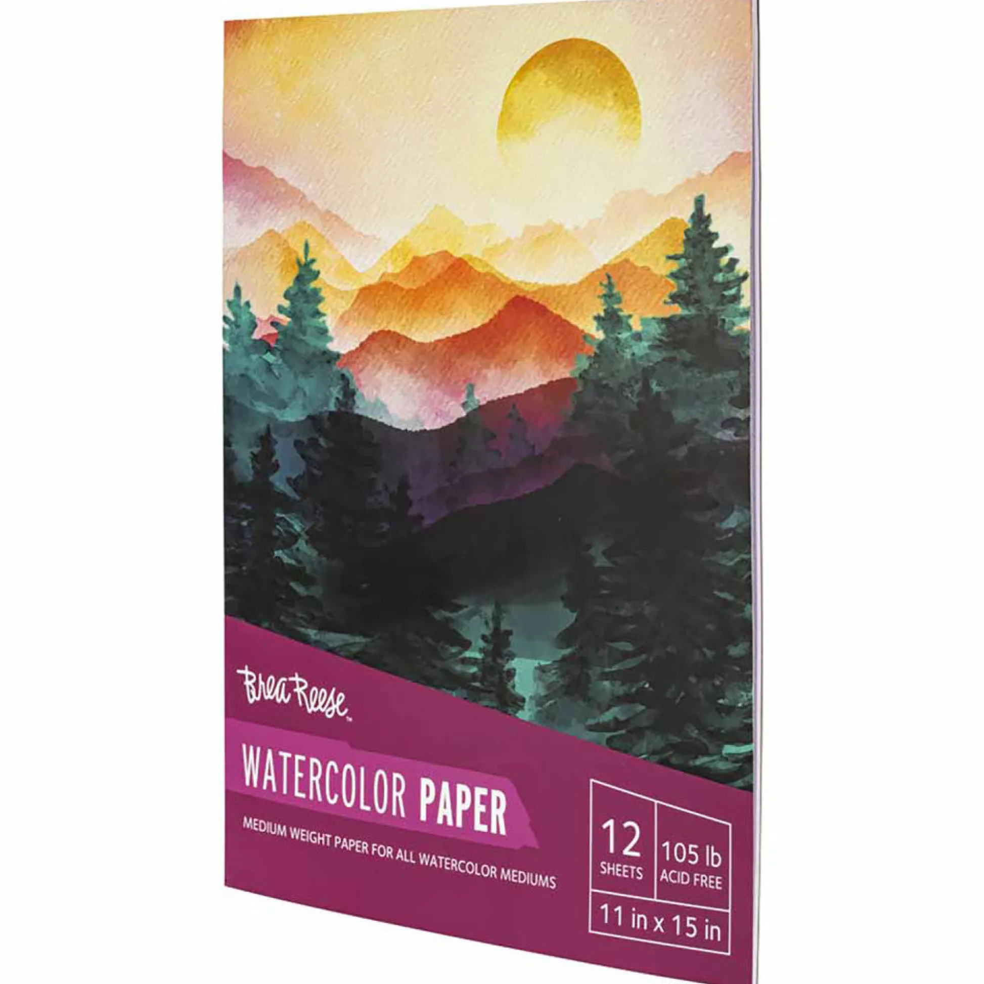Flat River Group Brea Reese Watercolor Paper Pad, 50 Sheets, 11x15 Inches, 105lb, Acid-Free* Drawing, Color & Painting