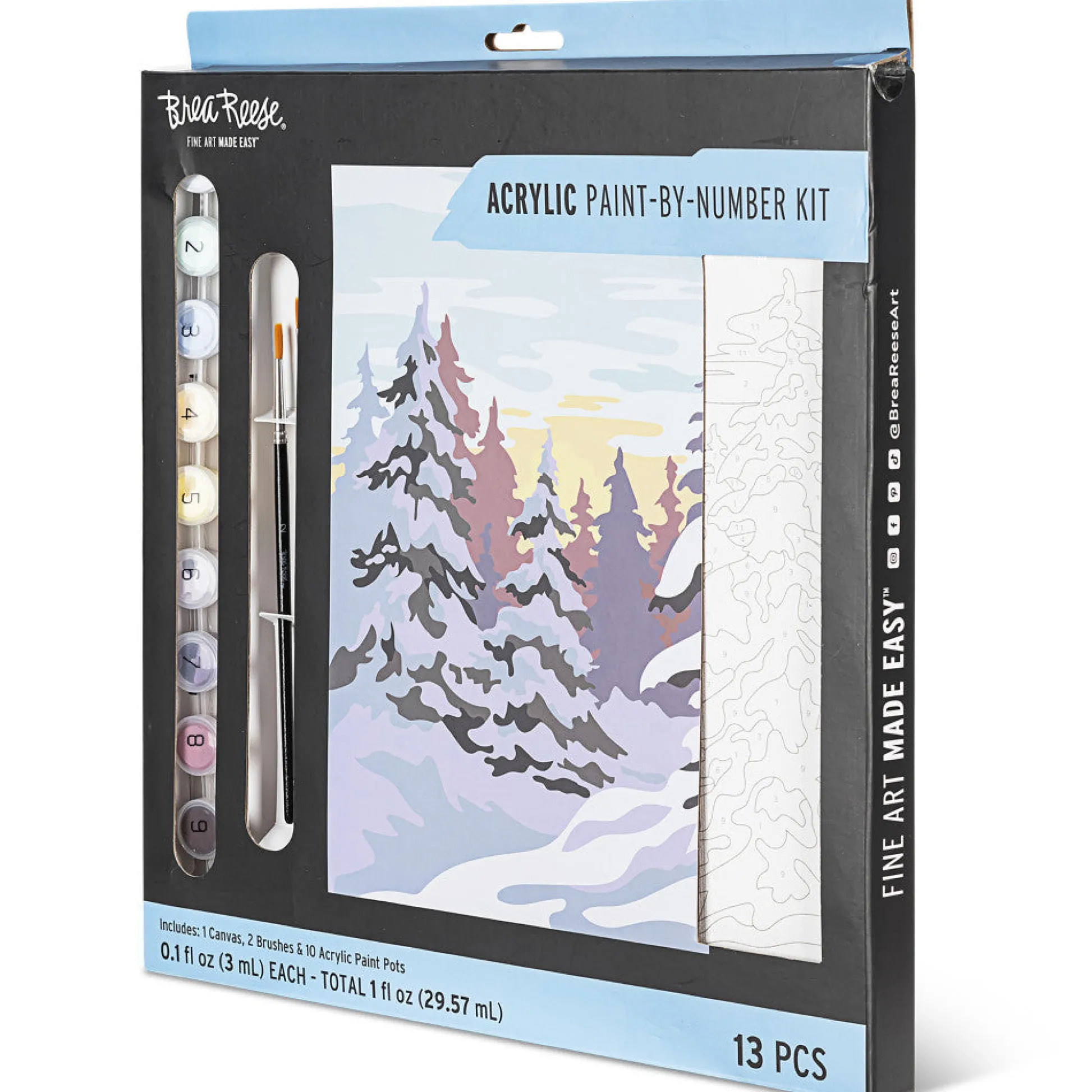 Flat River Group Brea Reese Winter Wonderland Acrylic Paint-by-Number Kit* Drawing, Color & Painting