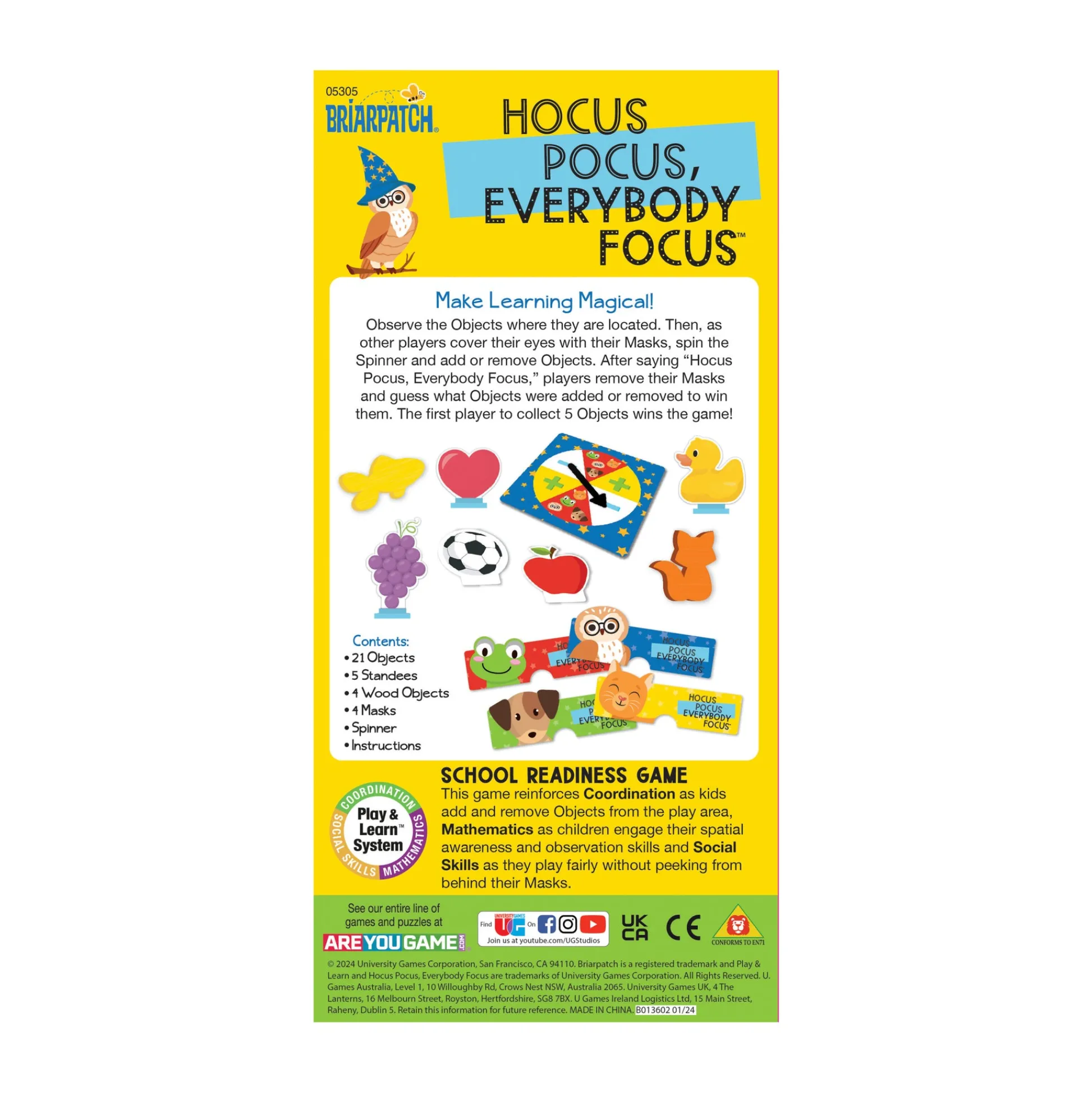 AreYouGame Briarpatch Hocus Pocus, Everybody Focus School Readiness Game* Social & Emotional Skills|Preschool Education Toys & Activities
