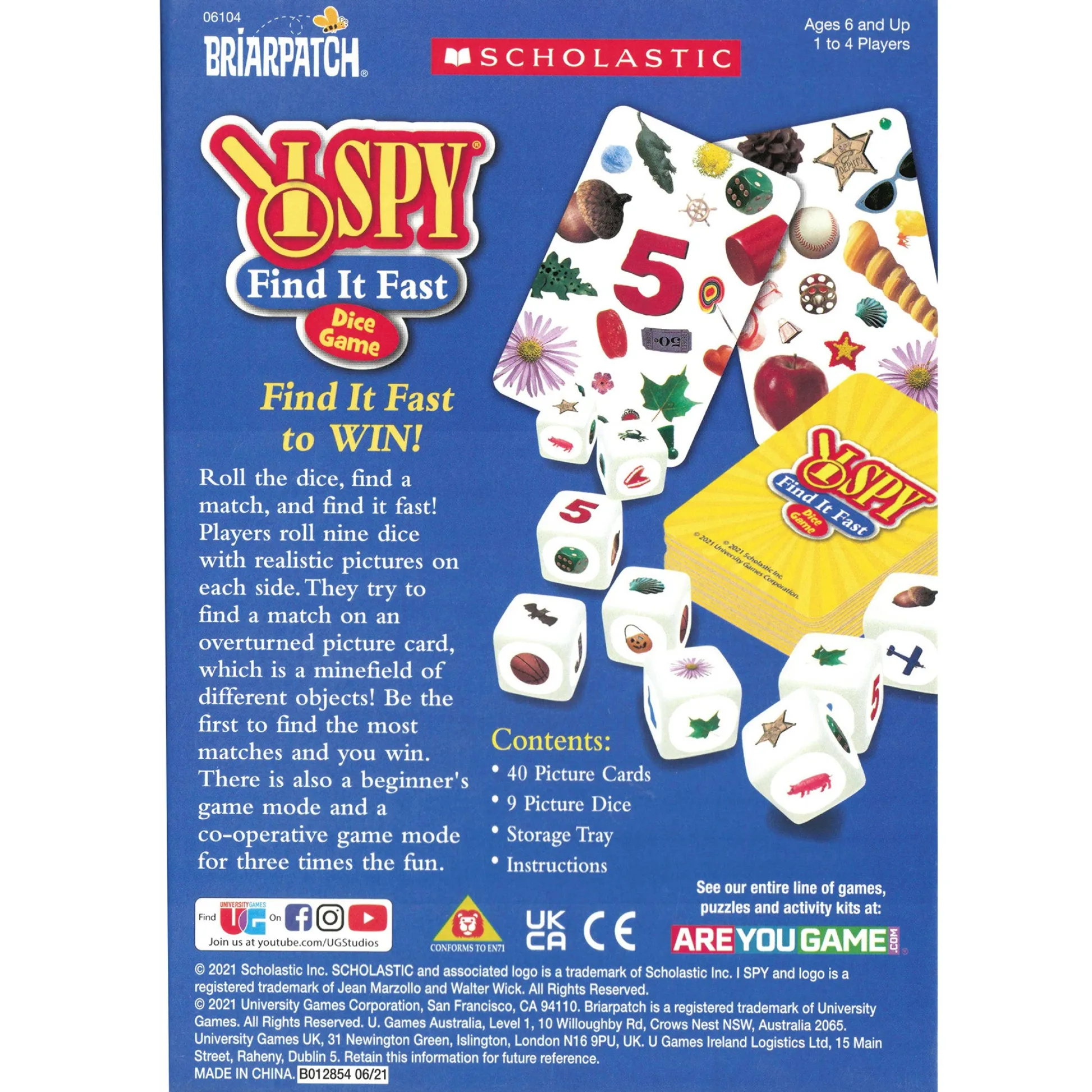 Educators Resource Briarpatch Scholastic I SPY Find It Fast Dice Game* Dice, Roll & Write Games