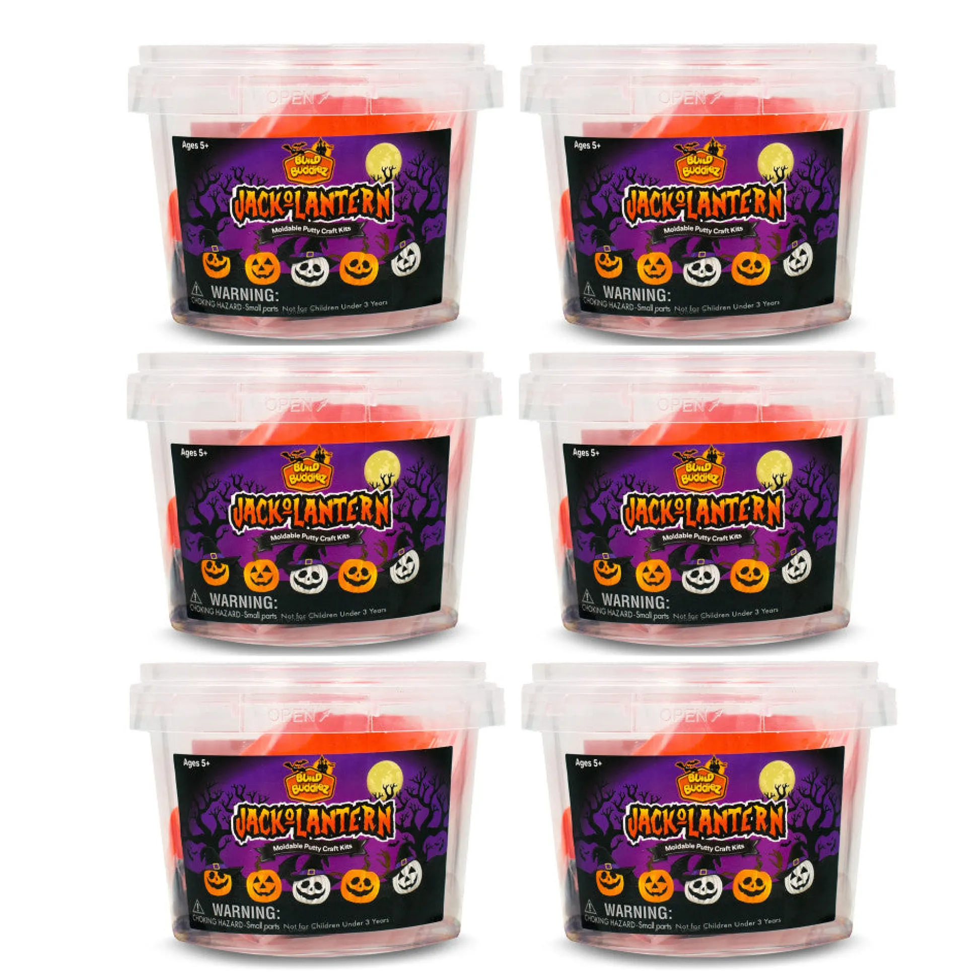 Flat River Group Build Buddiez Halloween Jack-O-Lantern Craft Kit - 6 Pack, Ages 5+* Clay, Dough & Sand Art