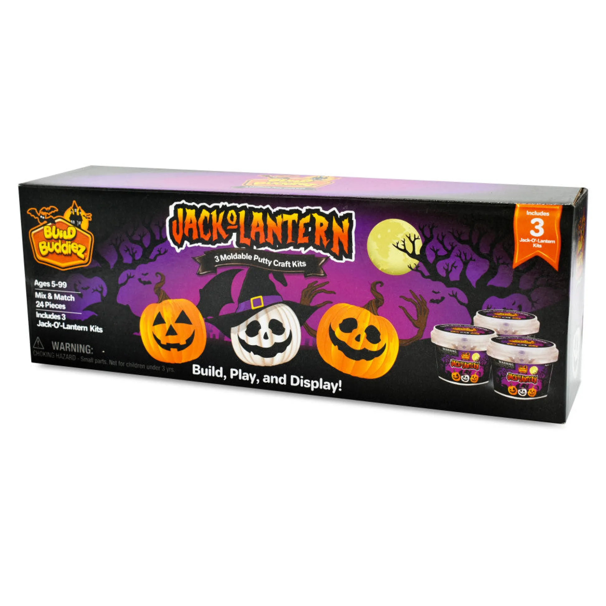Flat River Group Build Buddiez Halloween Jack-O-Lantern Craft Kit 3-Pack - Kids Ages 5+* Clay, Dough & Sand Art