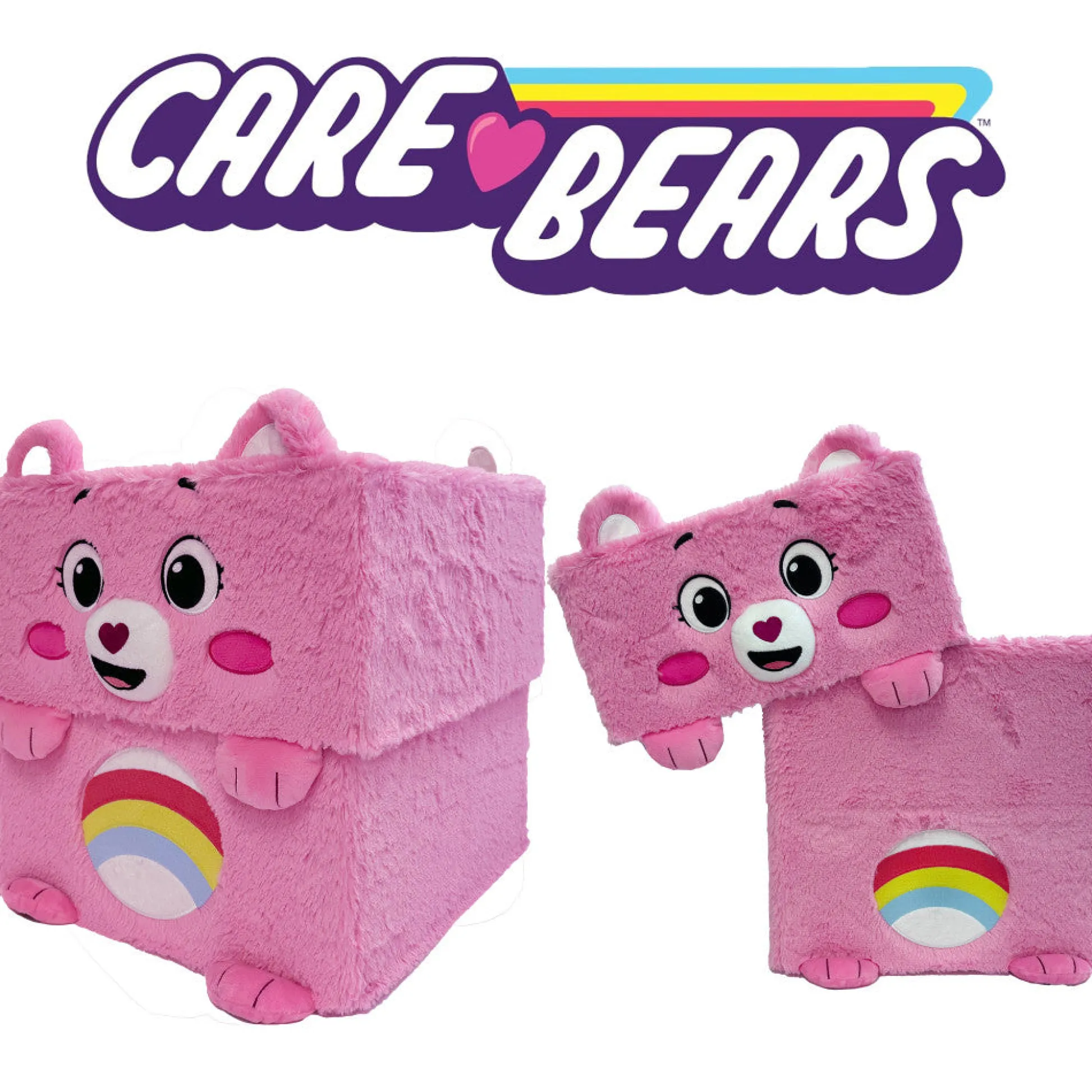 Flat River Group Care Bears Cheer Bear 12" Storable Transforming Bin - Pink* Stuffed Animals|Stuffed Animals & Plush Toys