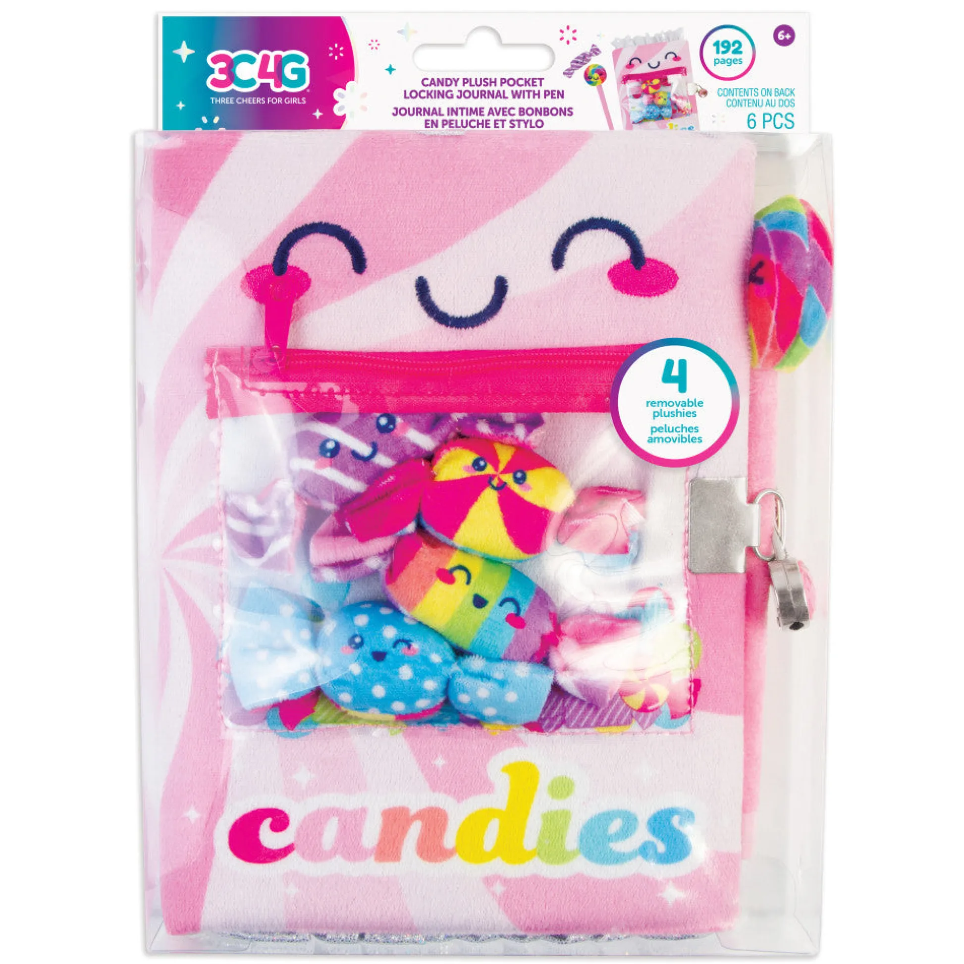 Flat River Group 3C4G Candy Plush Pocket Locking Journal with Pen - Colorful Candy Theme* Stuffed Animals|Stuffed Animals & Plush Toys