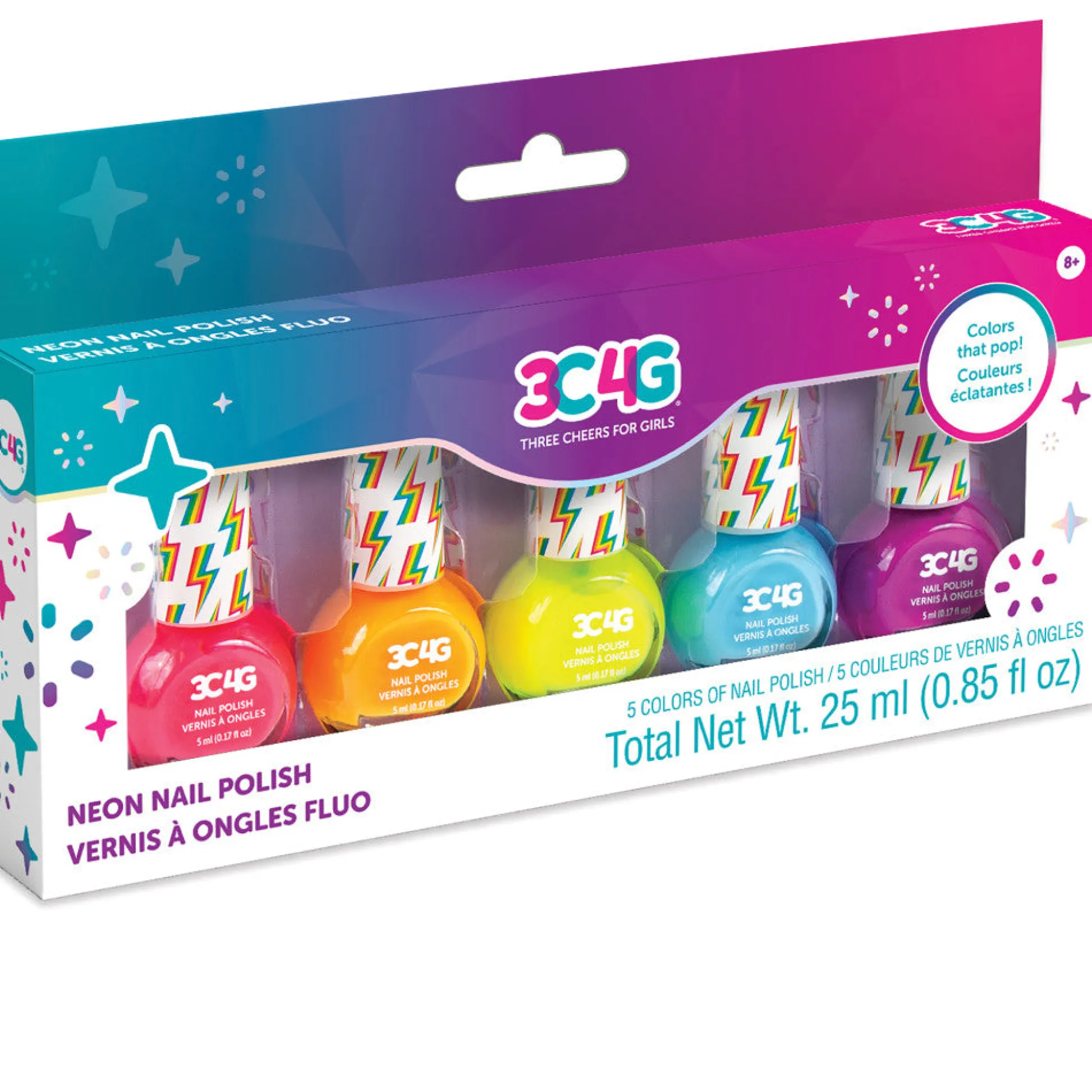 Flat River Group 3C4G Vibrant Neon Nail Polish Set - Kids' Manicure Kit* Drawing, Color & Painting
