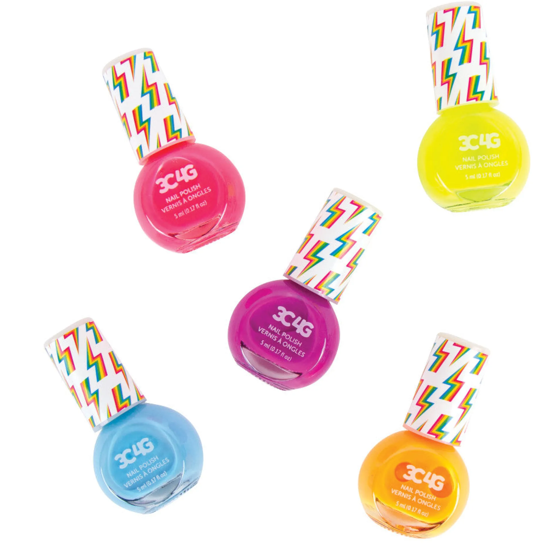 Flat River Group 3C4G Vibrant Neon Nail Polish Set - Kids' Manicure Kit* Drawing, Color & Painting