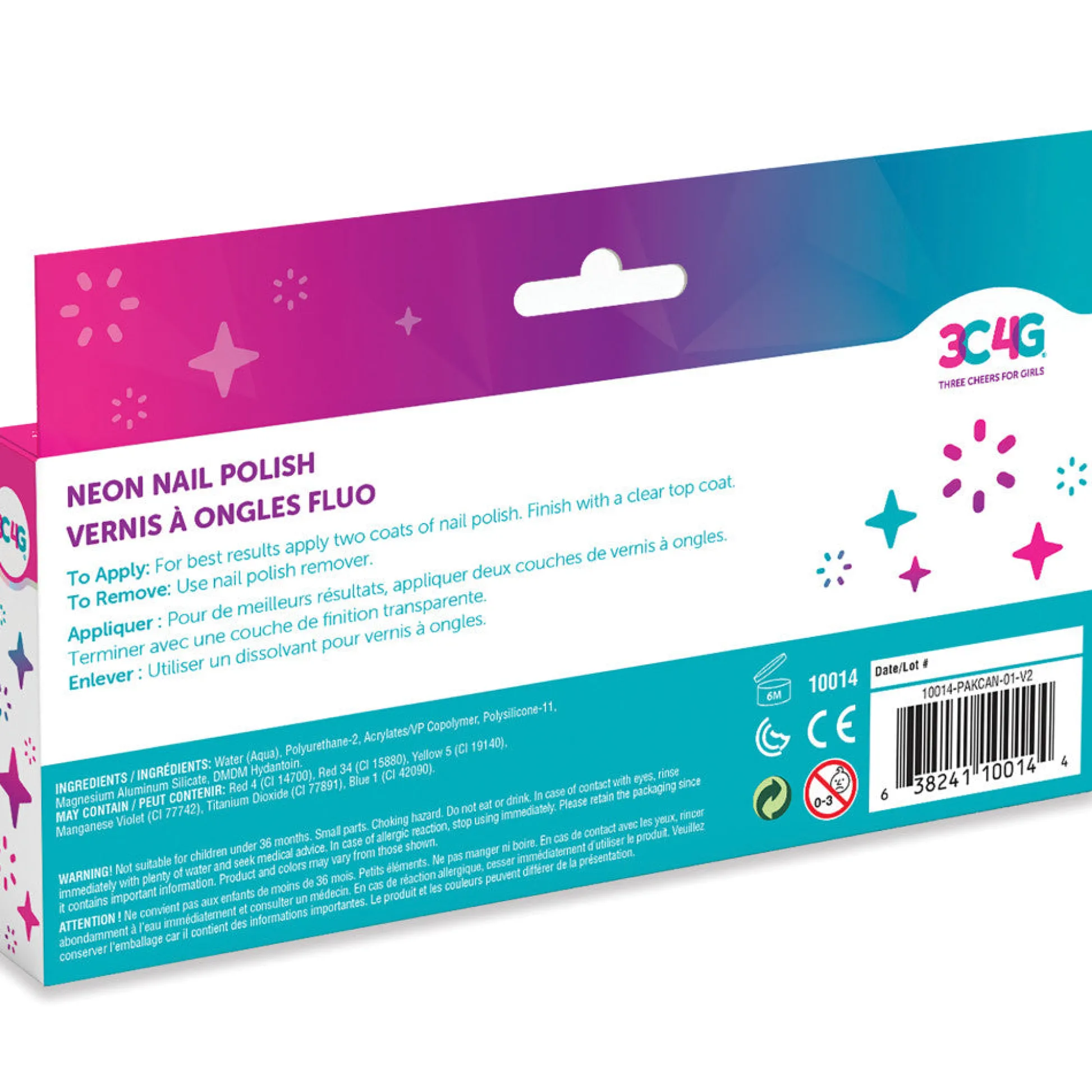 Flat River Group 3C4G Vibrant Neon Nail Polish Set - Kids' Manicure Kit* Drawing, Color & Painting