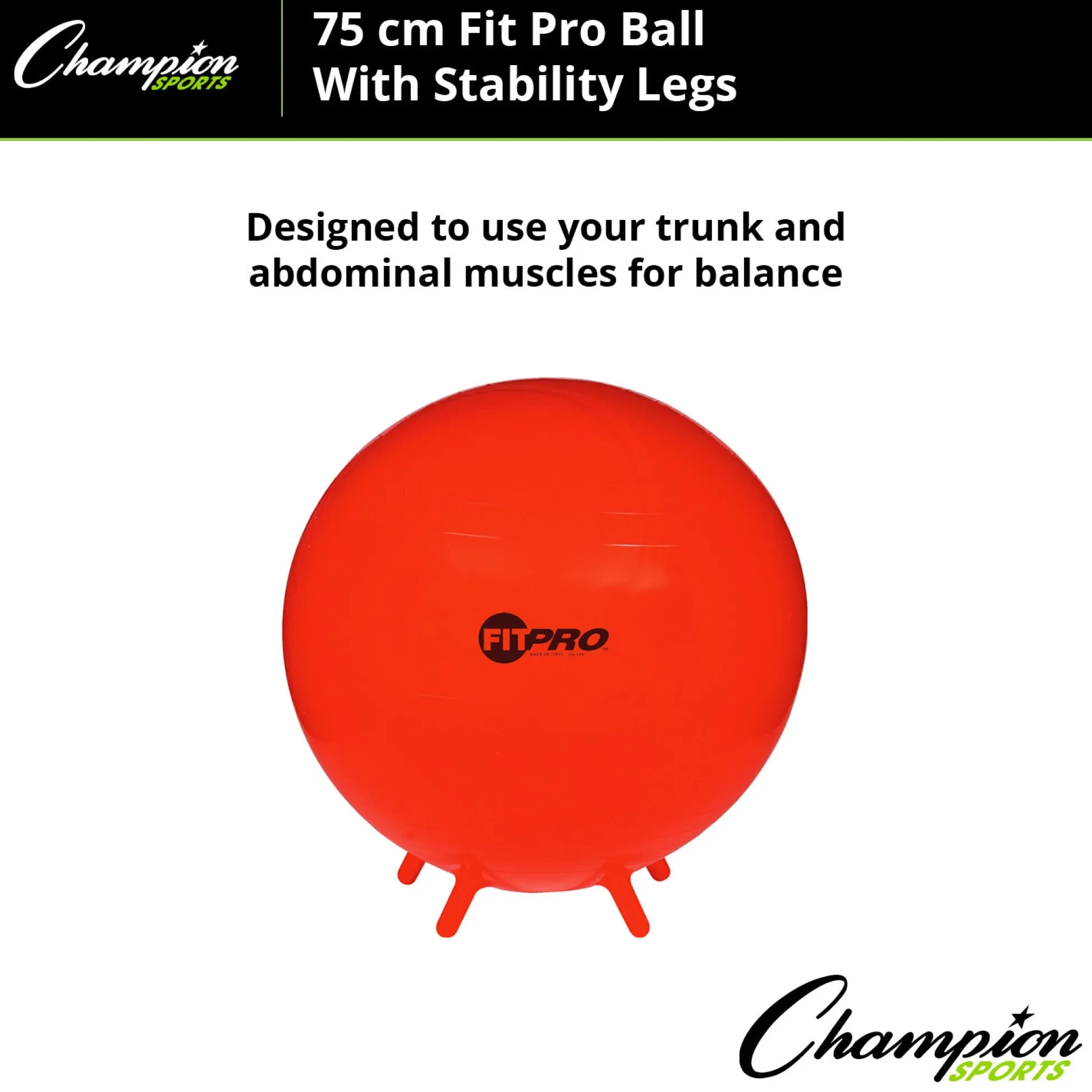 Educators Resource Champion Sports 75cm FitPro Ball with Stability Legs - Power Red* Toy Sports