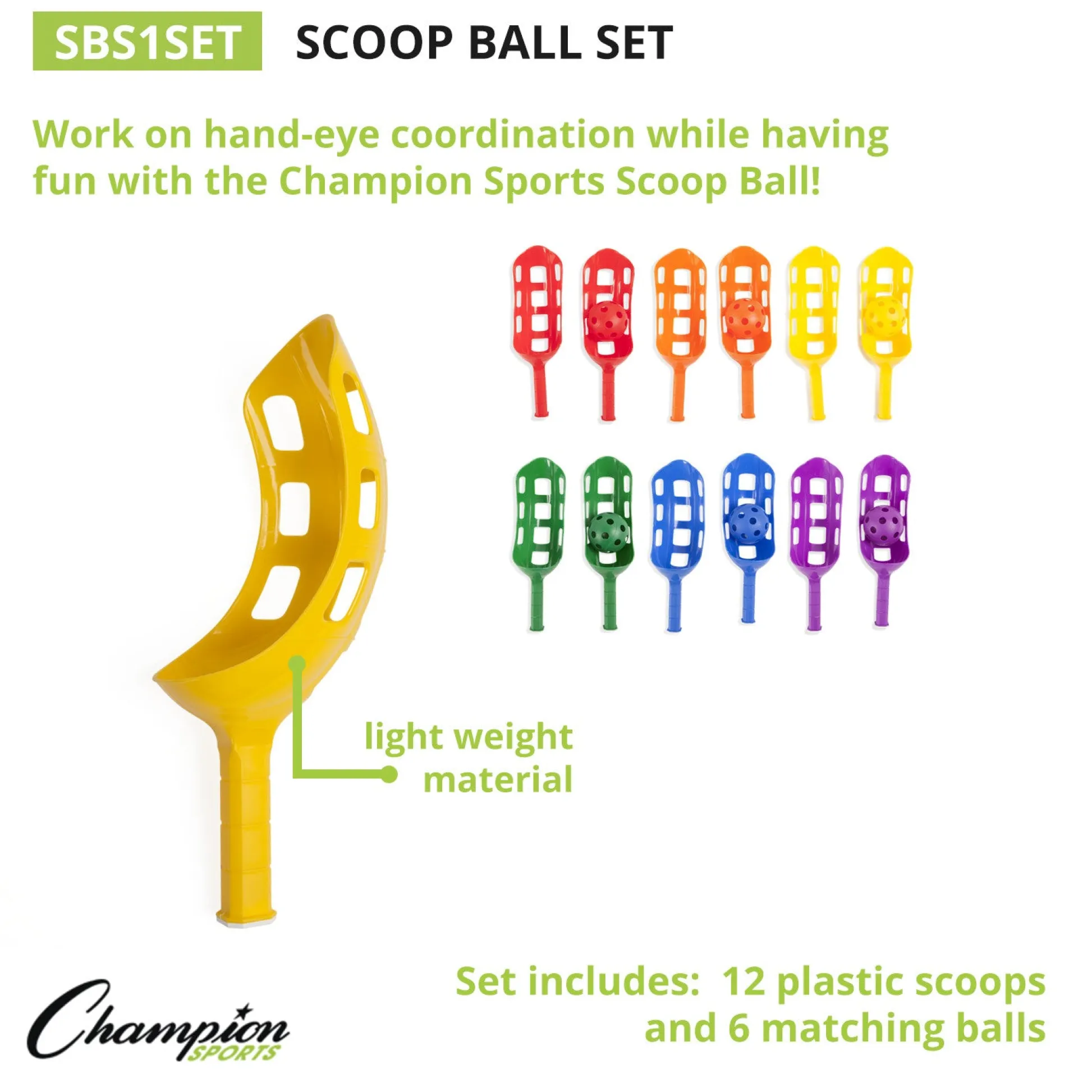 Educators Resource Champion Sports Colorful Scoop Ball Set - Fun Outdoor & Indoor Catch Game* Toy Sports