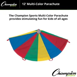 Educators Resource Champion Sports Colorful Play Parachute, 12-Foot with 12 Handles* Activities & Games|Social & Emotional Skills