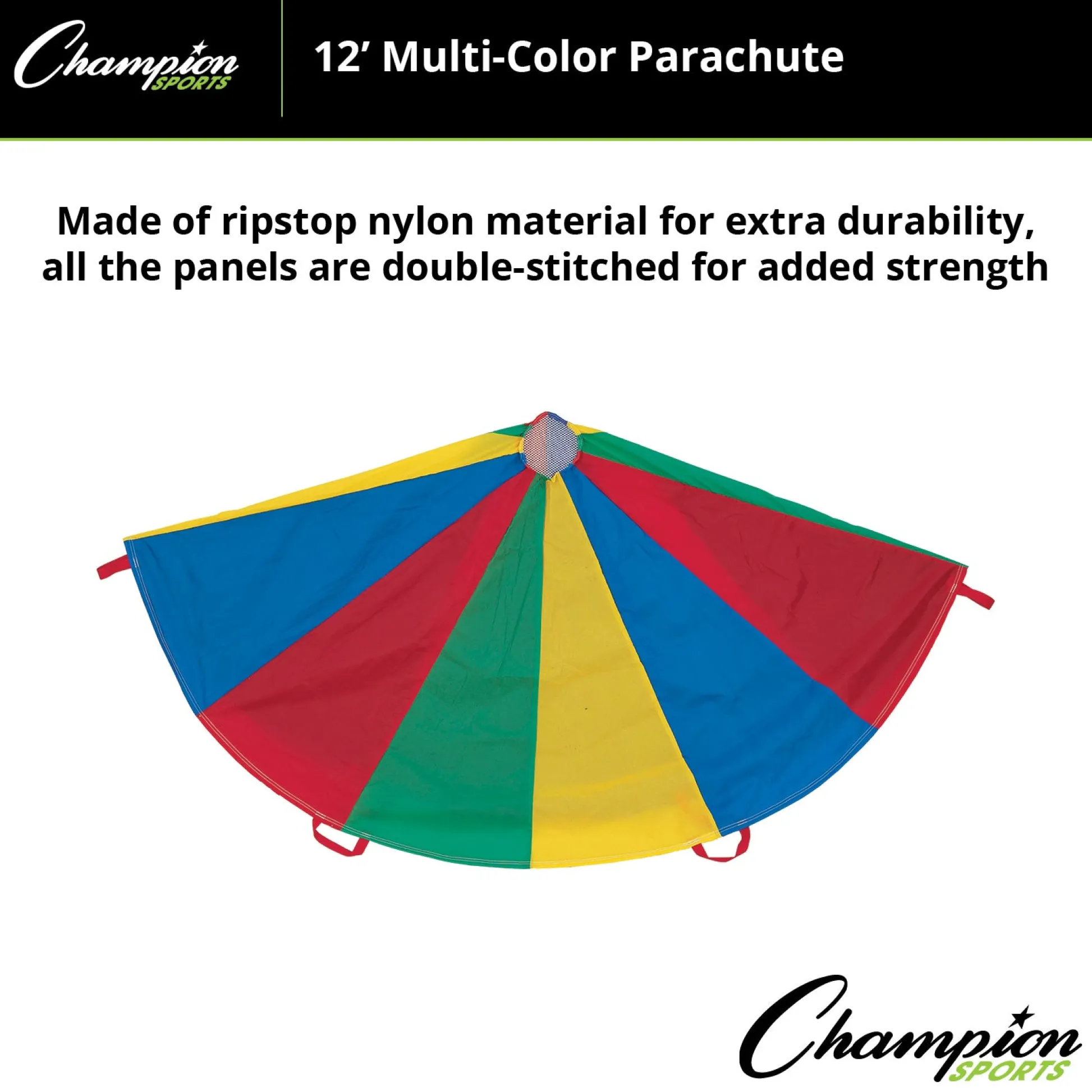 Educators Resource Champion Sports Colorful Play Parachute, 12-Foot with 12 Handles* Activities & Games|Social & Emotional Skills
