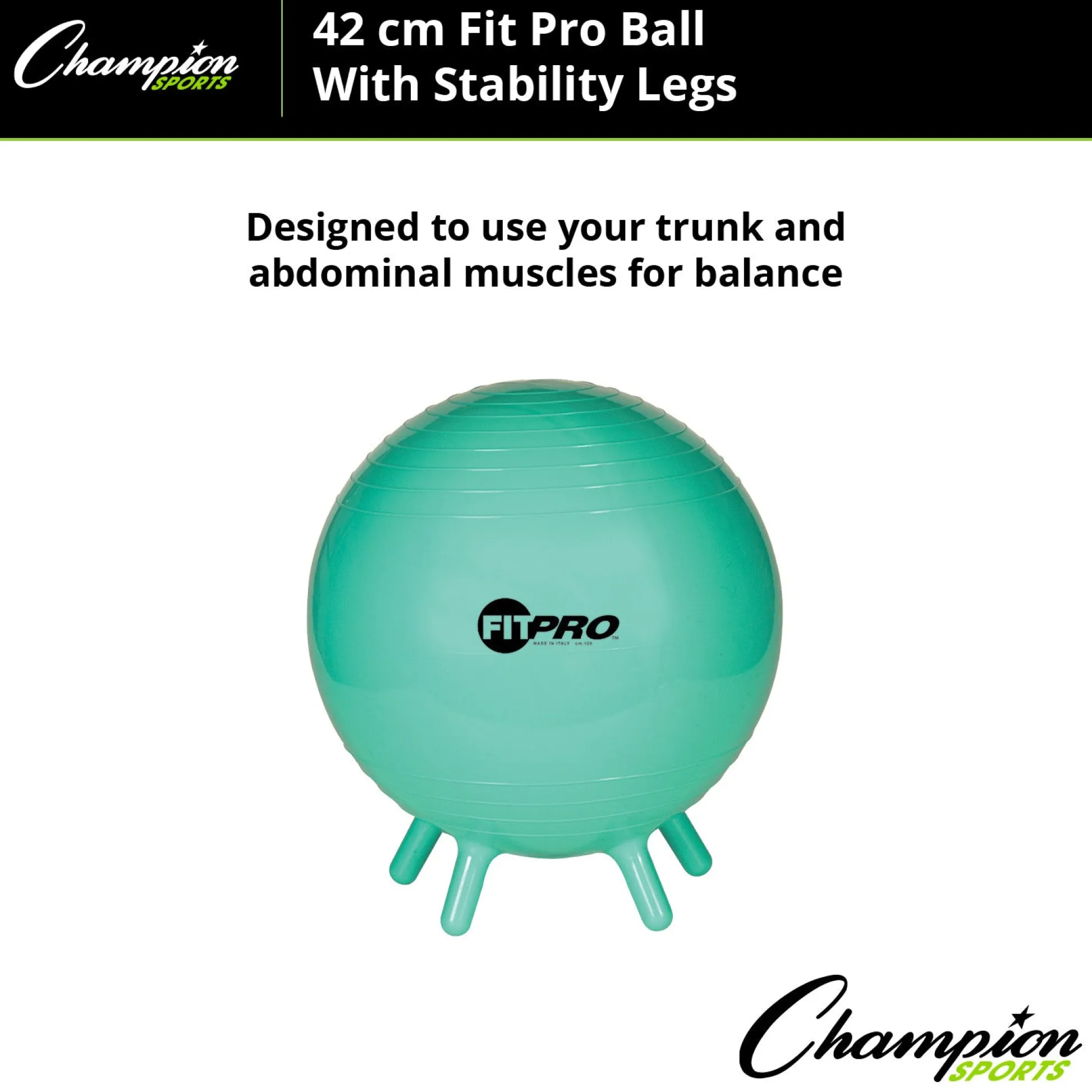 Educators Resource Champion Sports FitPro Stability Ball with Legs, 42cm - Enhance Your Core!* Toy Sports